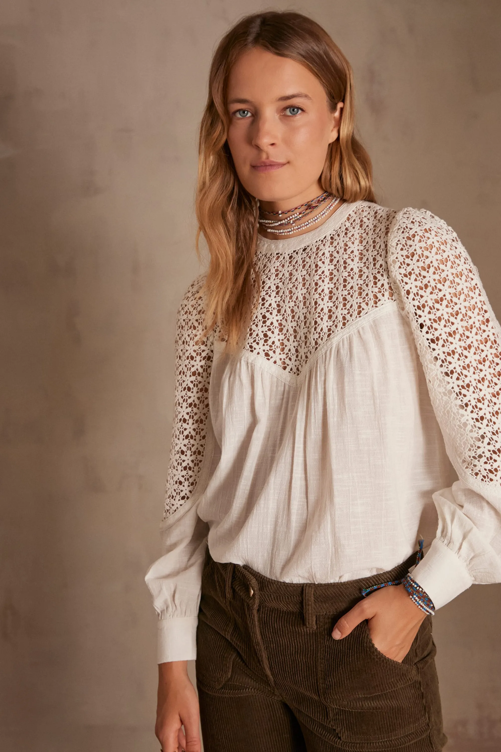 Maison 123 Blouses Et Chemises Blanches | Blouses Et Chemises En Coton>Blouse BENJAMINE ECRU