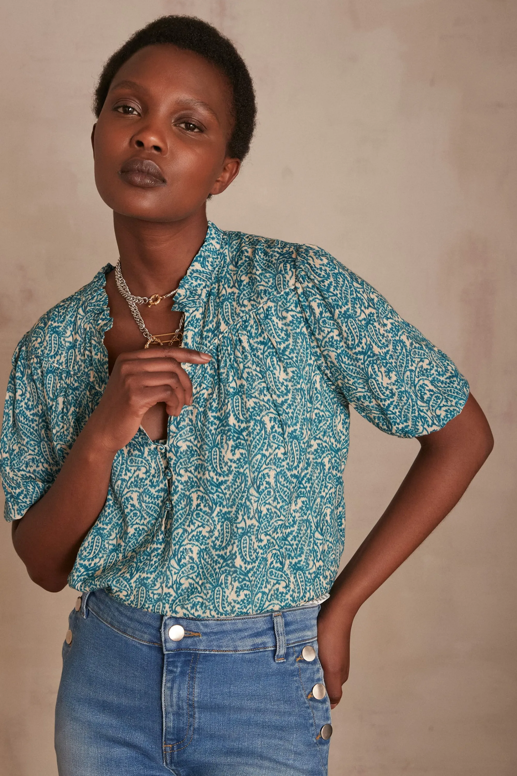 Maison 123 Blouses Et Chemises Imprimées>Blouse Blue TURQUOISE