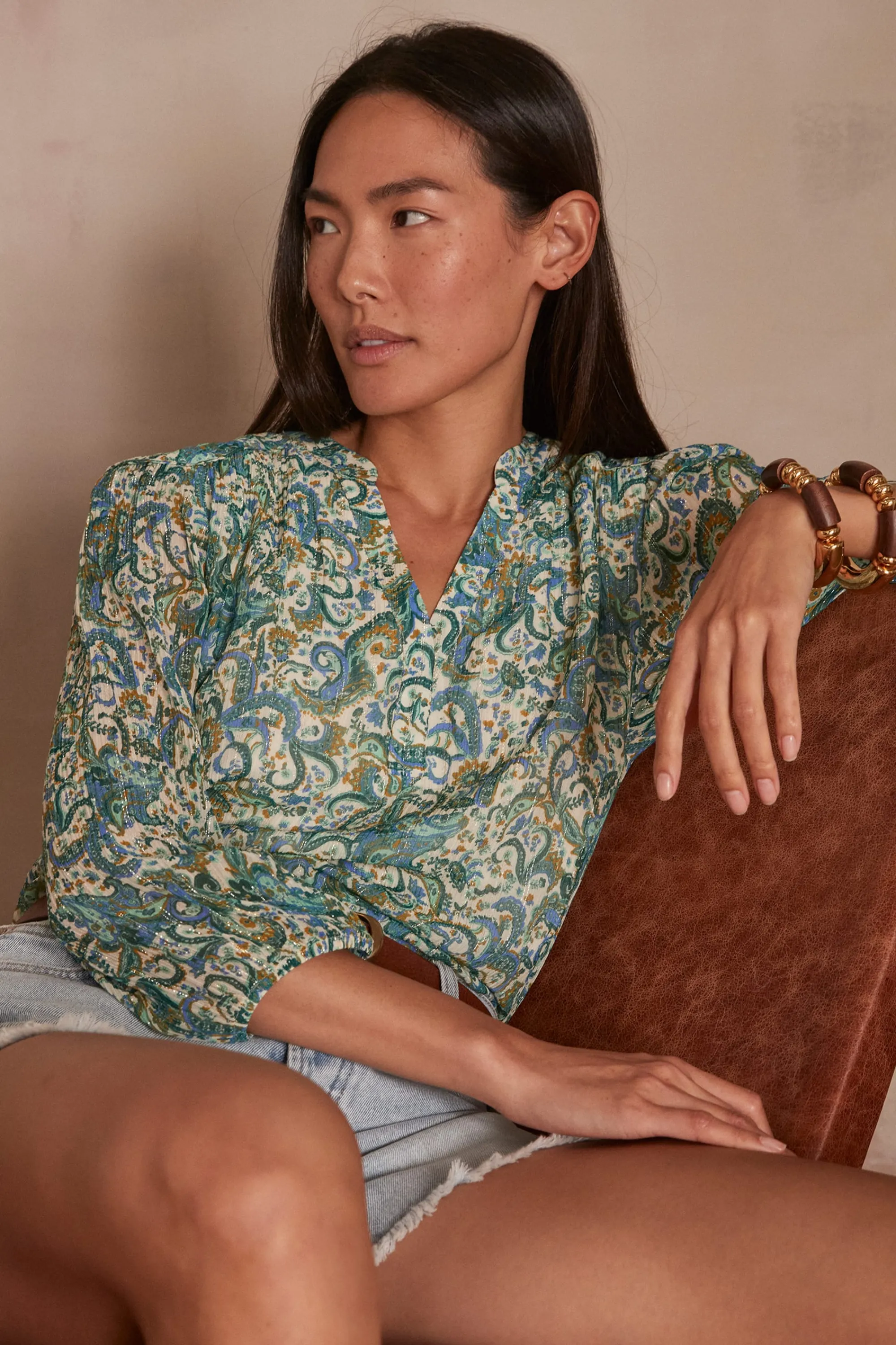 Maison 123 Blouses Et Chemises Imprimées>Blouse Brunette TURQUOISE