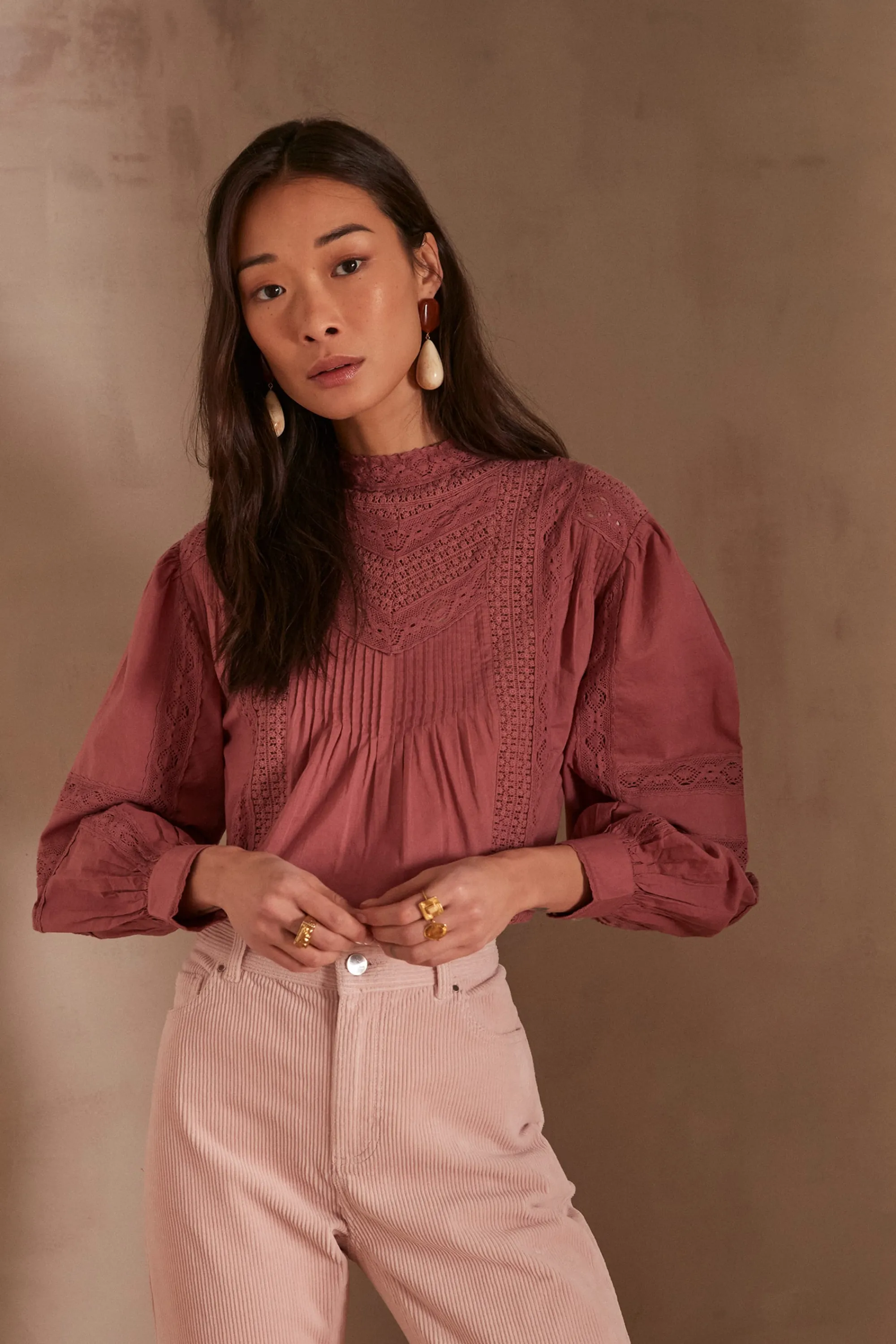 Maison 123 Blouses Et Chemises En Coton | Blouses Et Chemises Brodées>Blouse CALIXTE ROSE FONCE