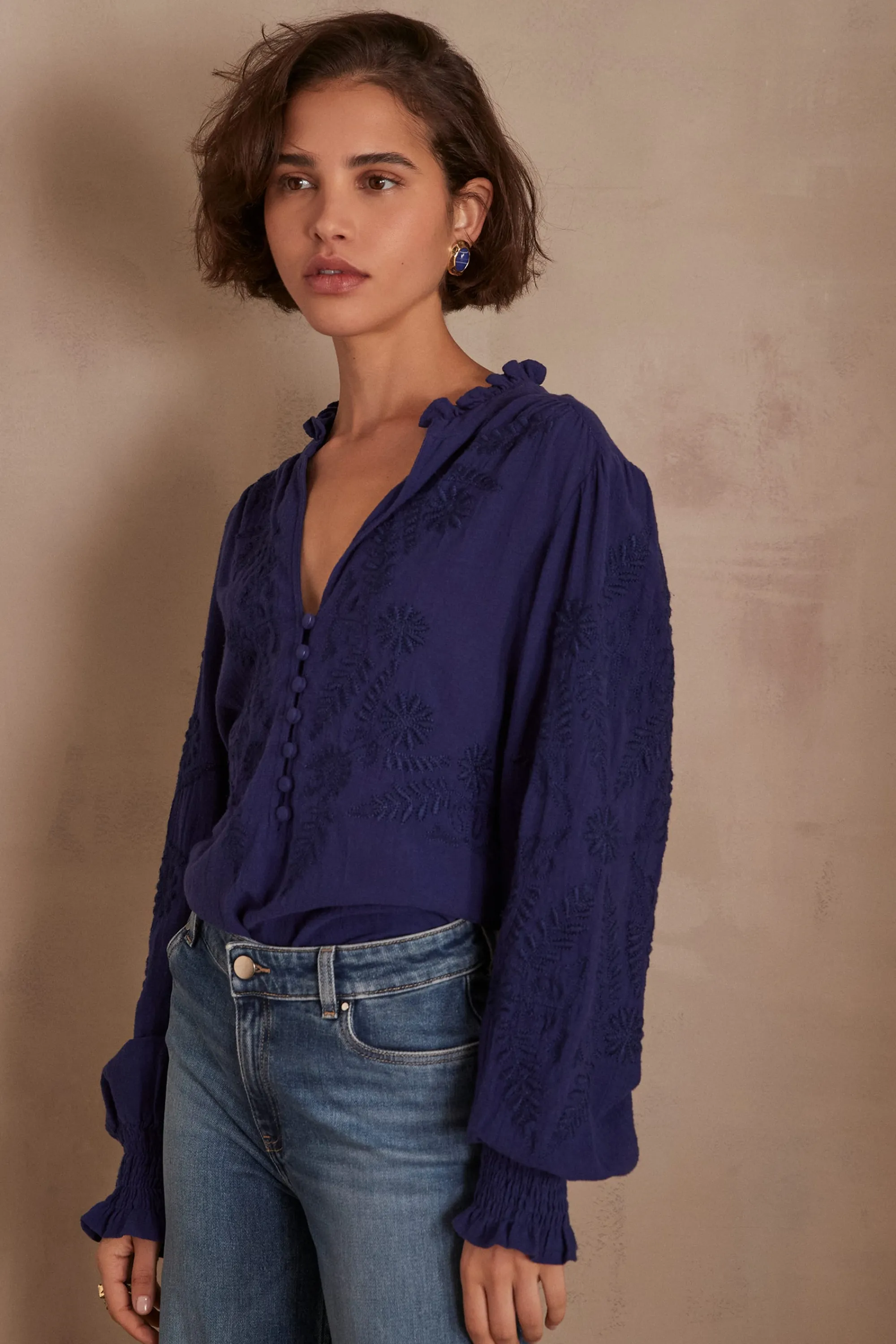 Maison 123 Blouses Et Chemises En Coton>Blouse MALIA BLEU ROI