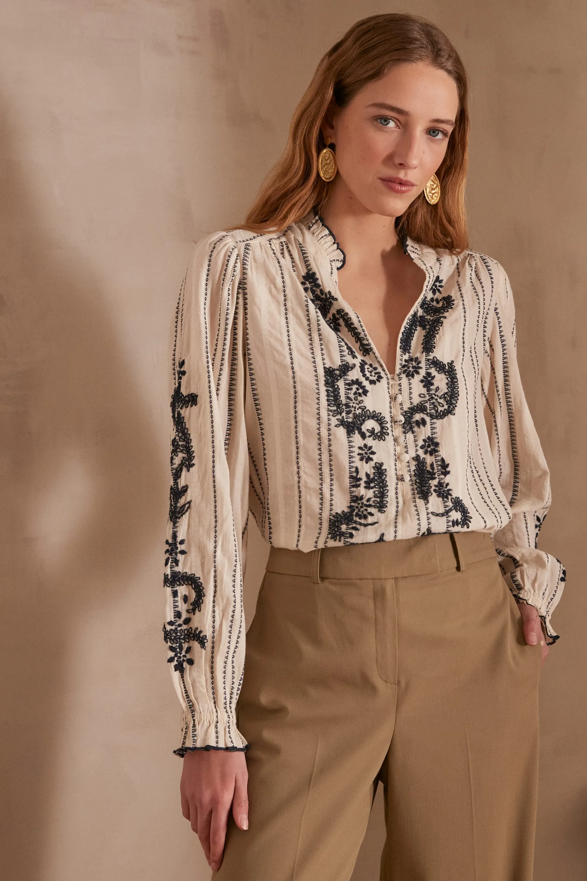 Maison 123 Blouses Et Chemises Blanches | Blouses Et Chemises En Coton>Blouse PERRINE CREME