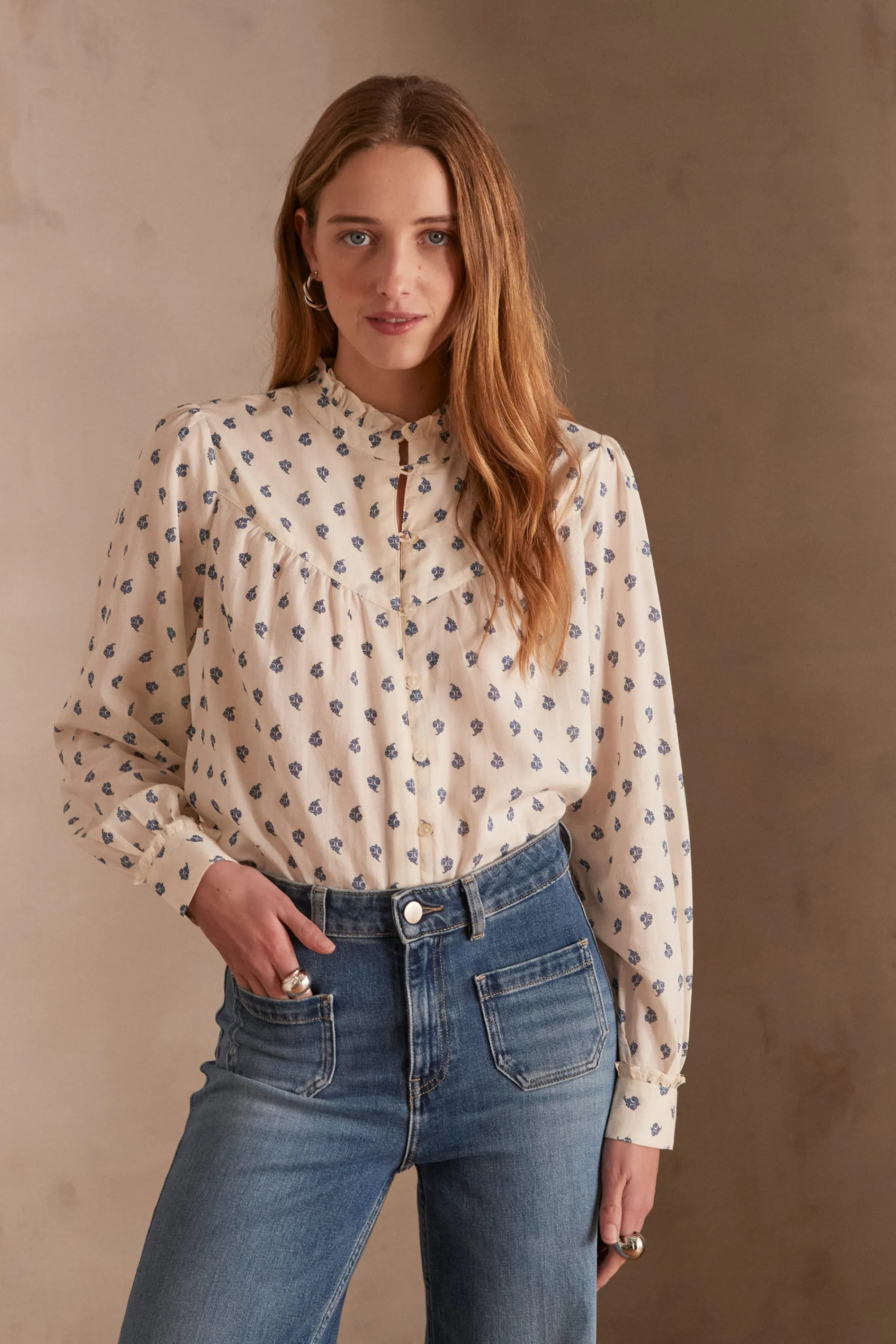 Maison 123 Blouses Et Chemises Imprimées | Blouses Et Chemises Blanches>Blouse PHILOMENE CREME