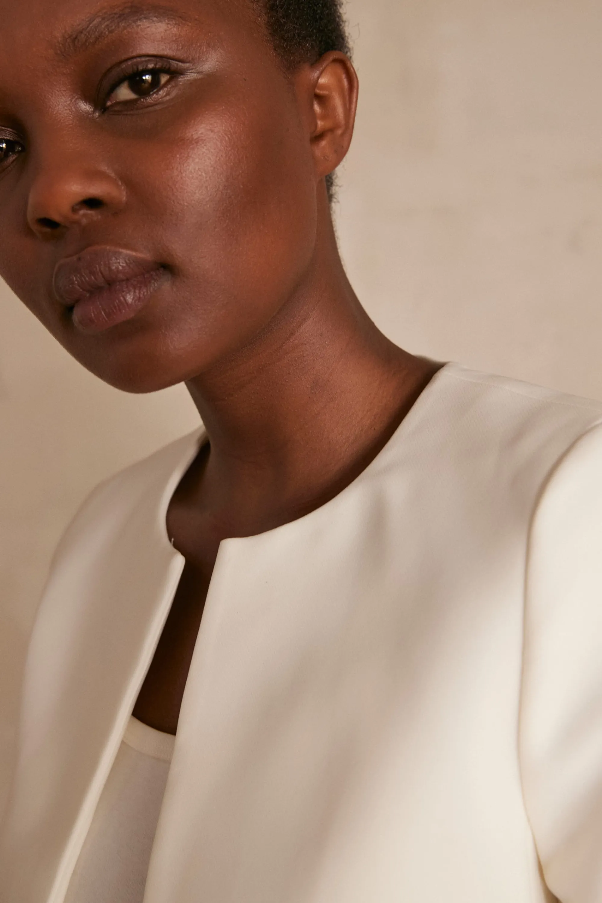 Maison 123 Blazers>Boléro LALIE Produit labellisé We Care mettant en avant l'utilisation de matières plus responsables et la valorisation de la production locale IVOIRE