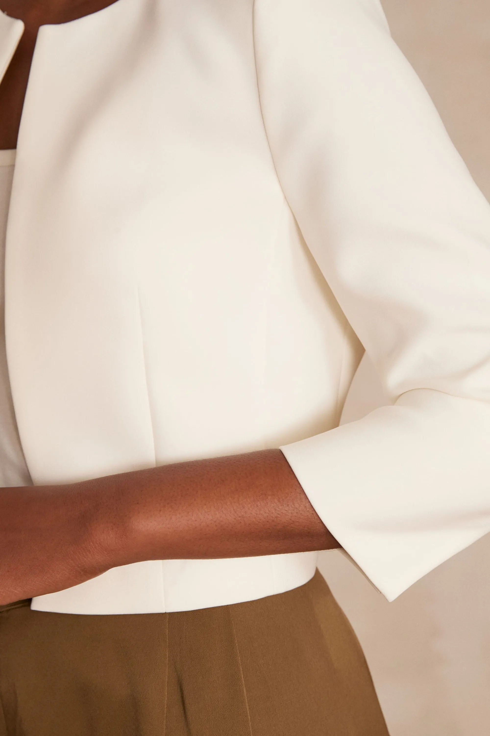 Maison 123 Blazers>Boléro LALIE Produit labellisé We Care mettant en avant l'utilisation de matières plus responsables et la valorisation de la production locale IVOIRE