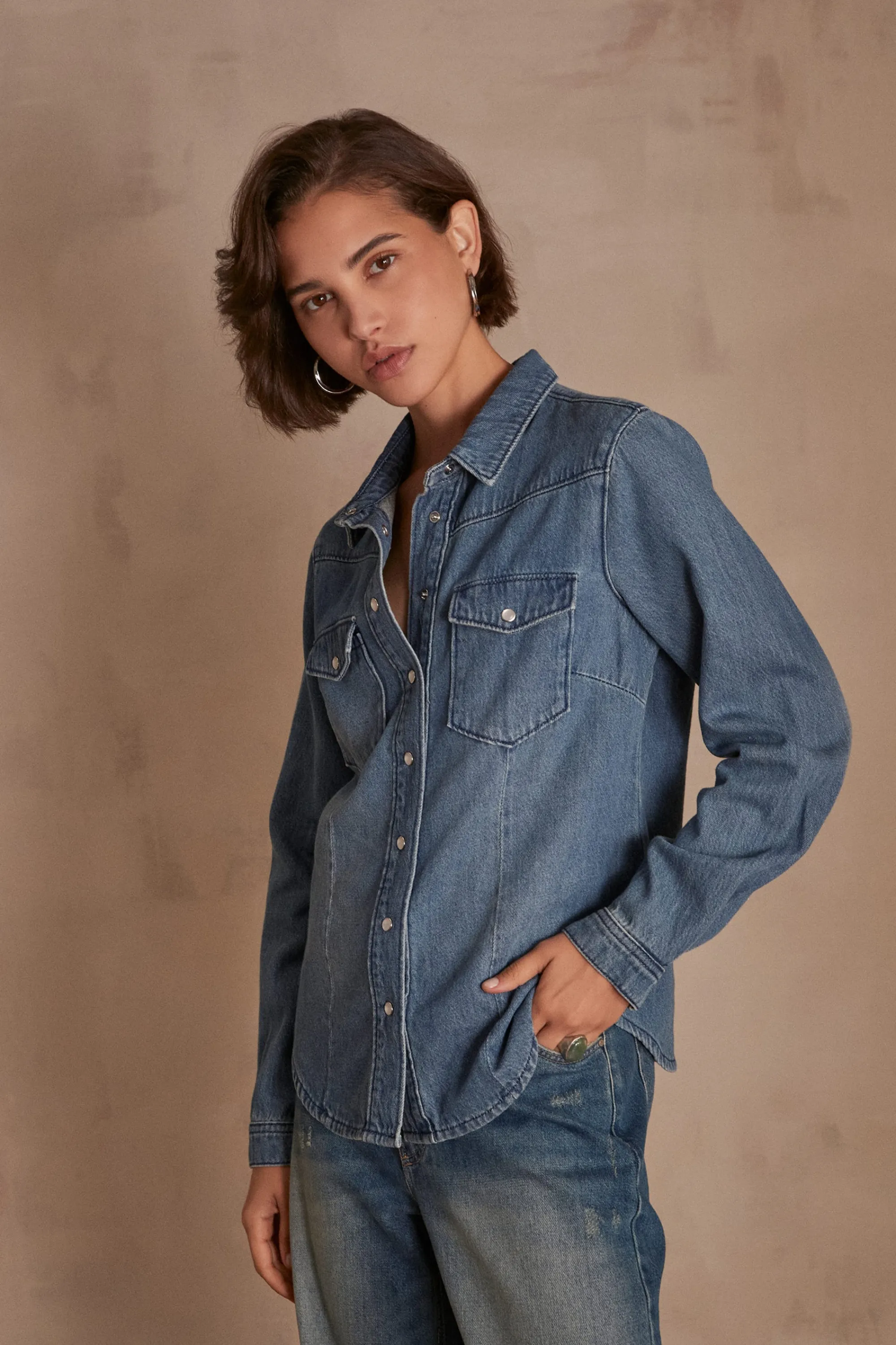 Maison 123 Blouses Et Chemises En Coton>Chemise en jean BLOUM DELAVE CLAIR