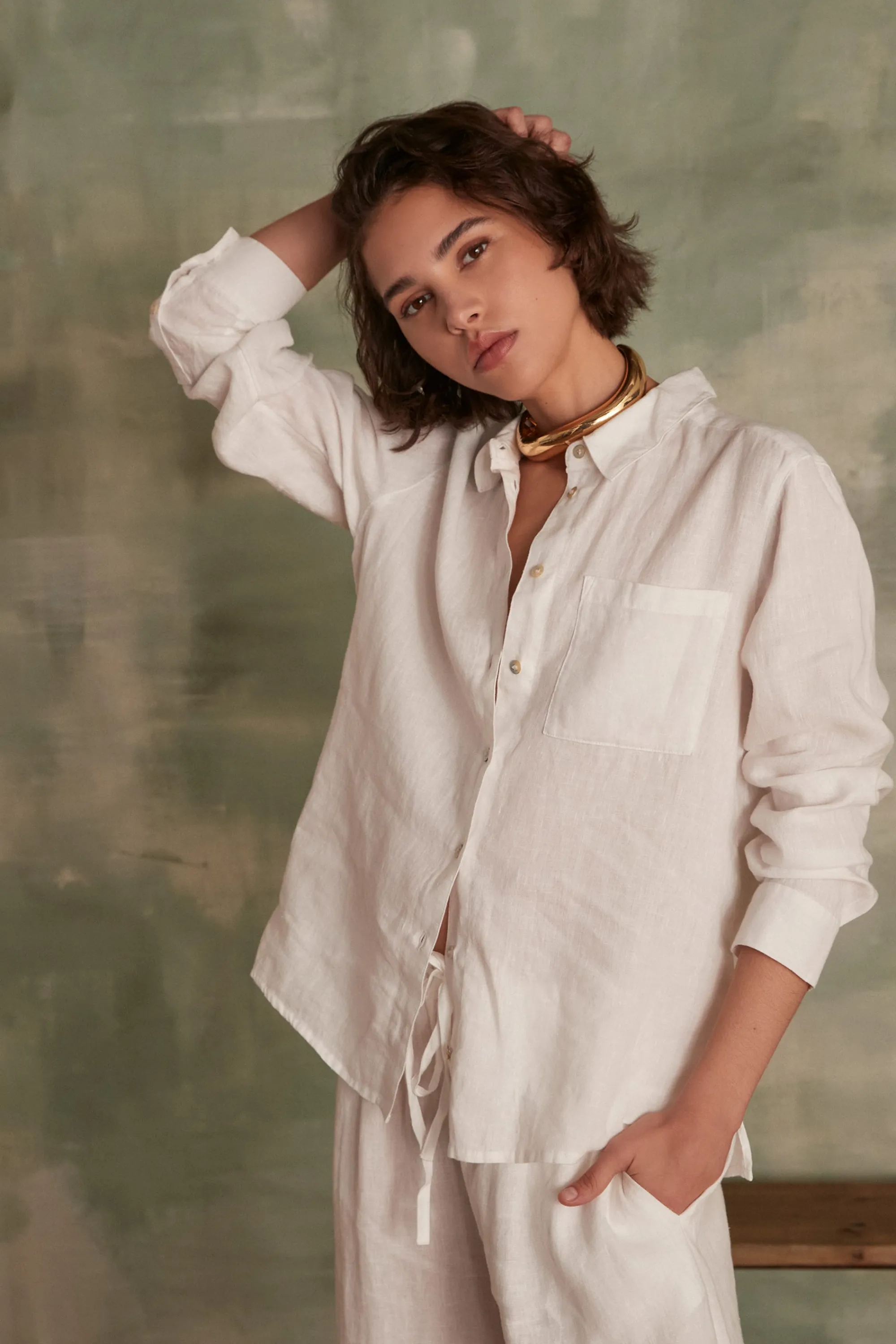 Maison 123 Blouses Et Chemises Blanches>Chemise en lin THOMAS IVOIRE