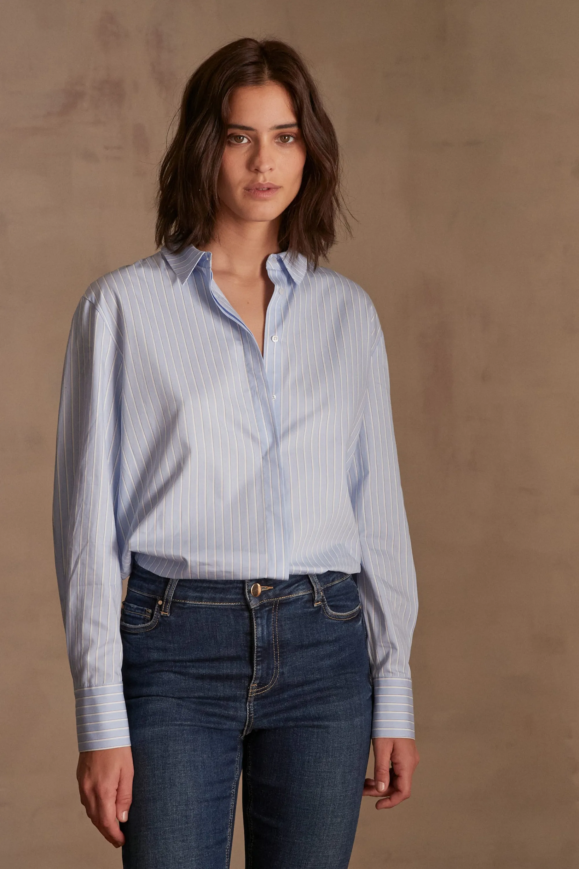 Maison 123 Blouses Et Chemises En Coton>Chemise ESMERALDA BLEU CIEL