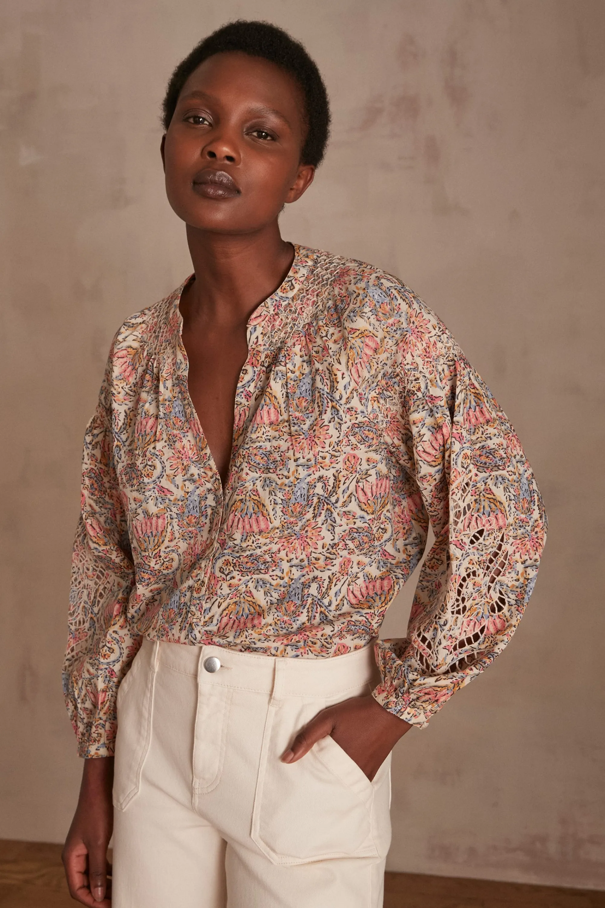 Maison 123 Blouses Et Chemises Imprimées | Blouses Et Chemises En Coton>Chemisier BRUNELLE BLUSH