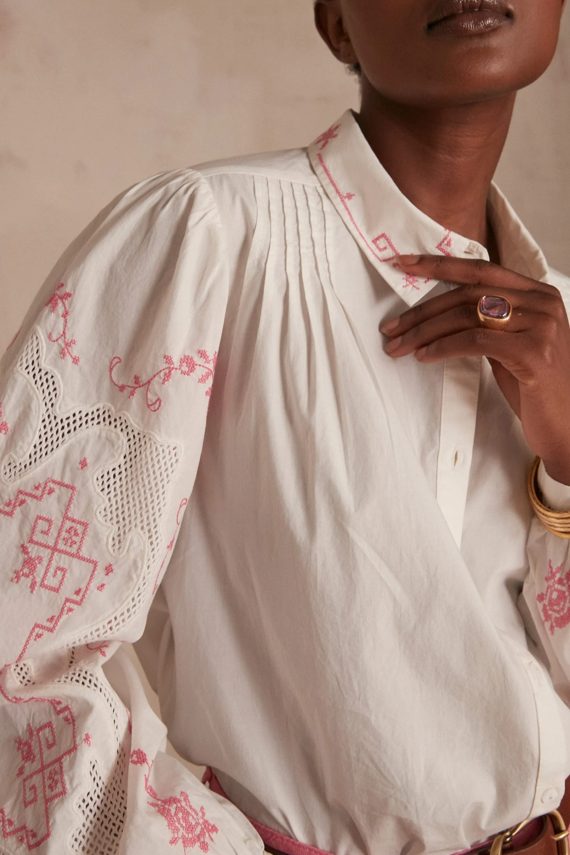 Maison 123 Blouses Et Chemises En Coton>Chemisier CLÉMENTINE ROSE PALE