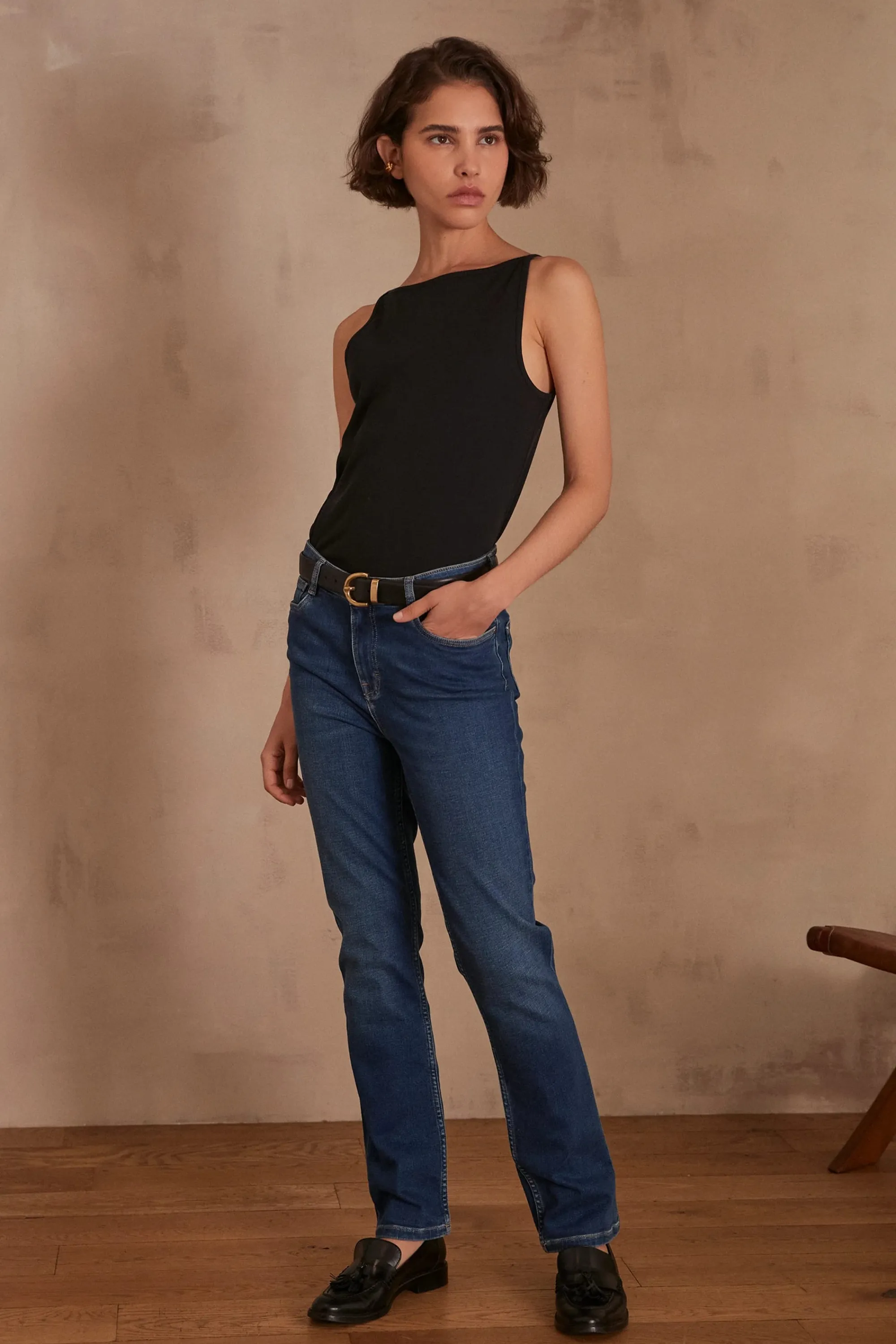 Maison 123 Jeans We Care | Jeans Droits>Jean droit SONIA Produit labellisé We Care mettant en avant l'utilisation de matières plus responsables et la valorisation de la production locale INDIGO FONCE