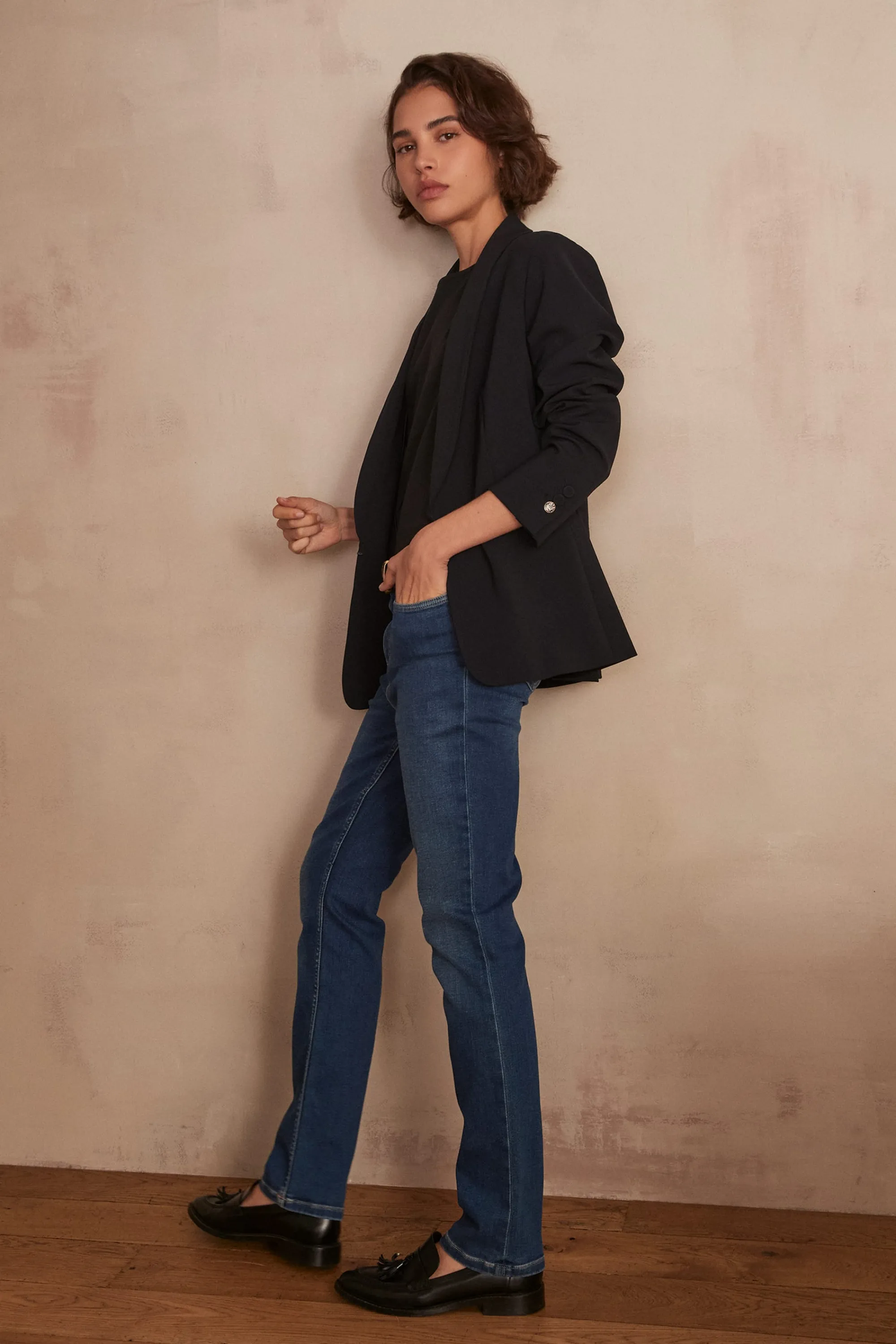 Maison 123 Jeans We Care | Jeans Droits>Jean droit SONIA Produit labellisé We Care mettant en avant l'utilisation de matières plus responsables et la valorisation de la production locale INDIGO FONCE