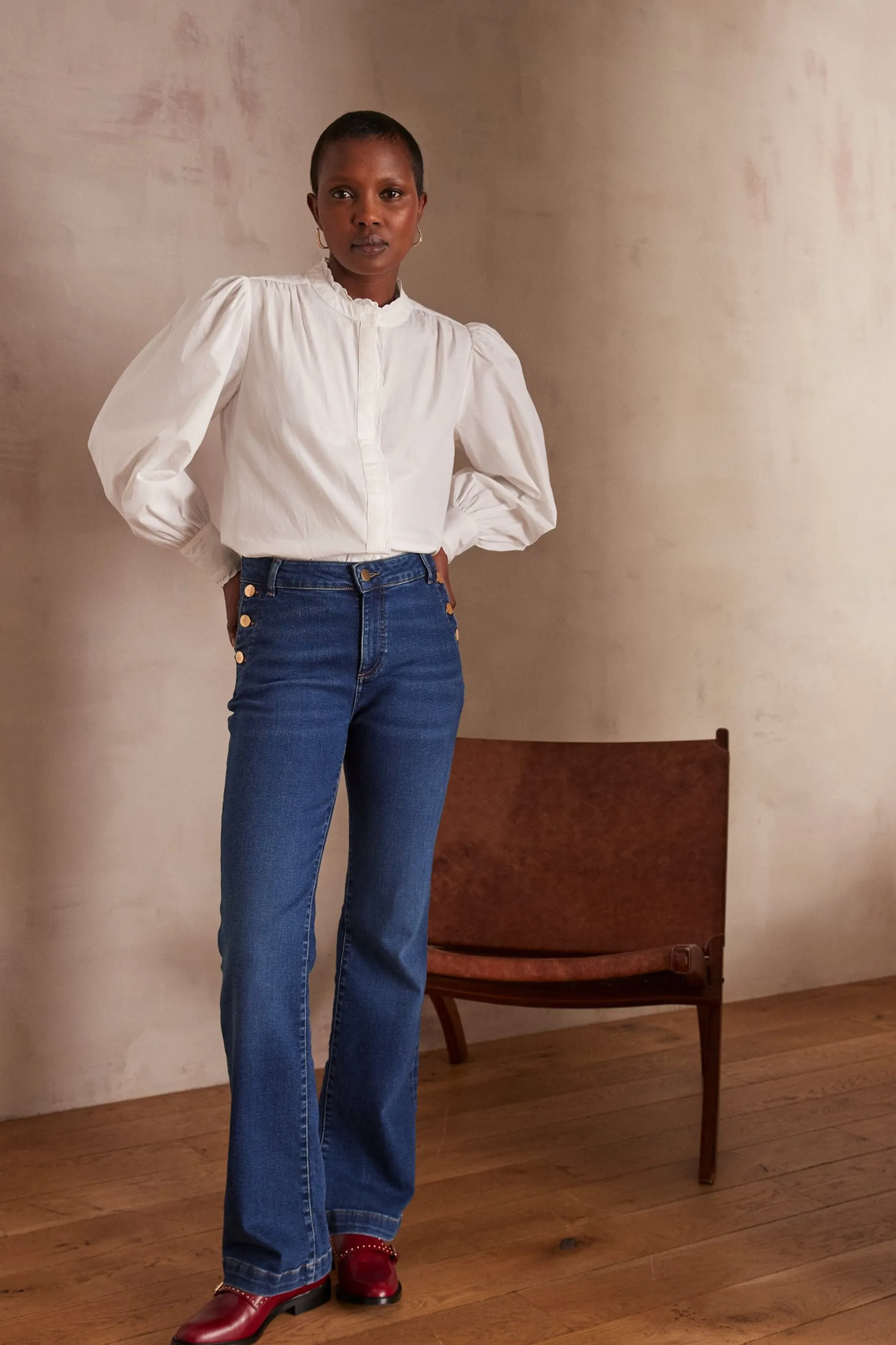 Maison 123 Jeans We Care | Jeans Flare Et Bootcut>Jean flare NINON Produit labellisé We Care mettant en avant l'utilisation de matières plus responsables et la valorisation de la production locale INDIGO FONCE