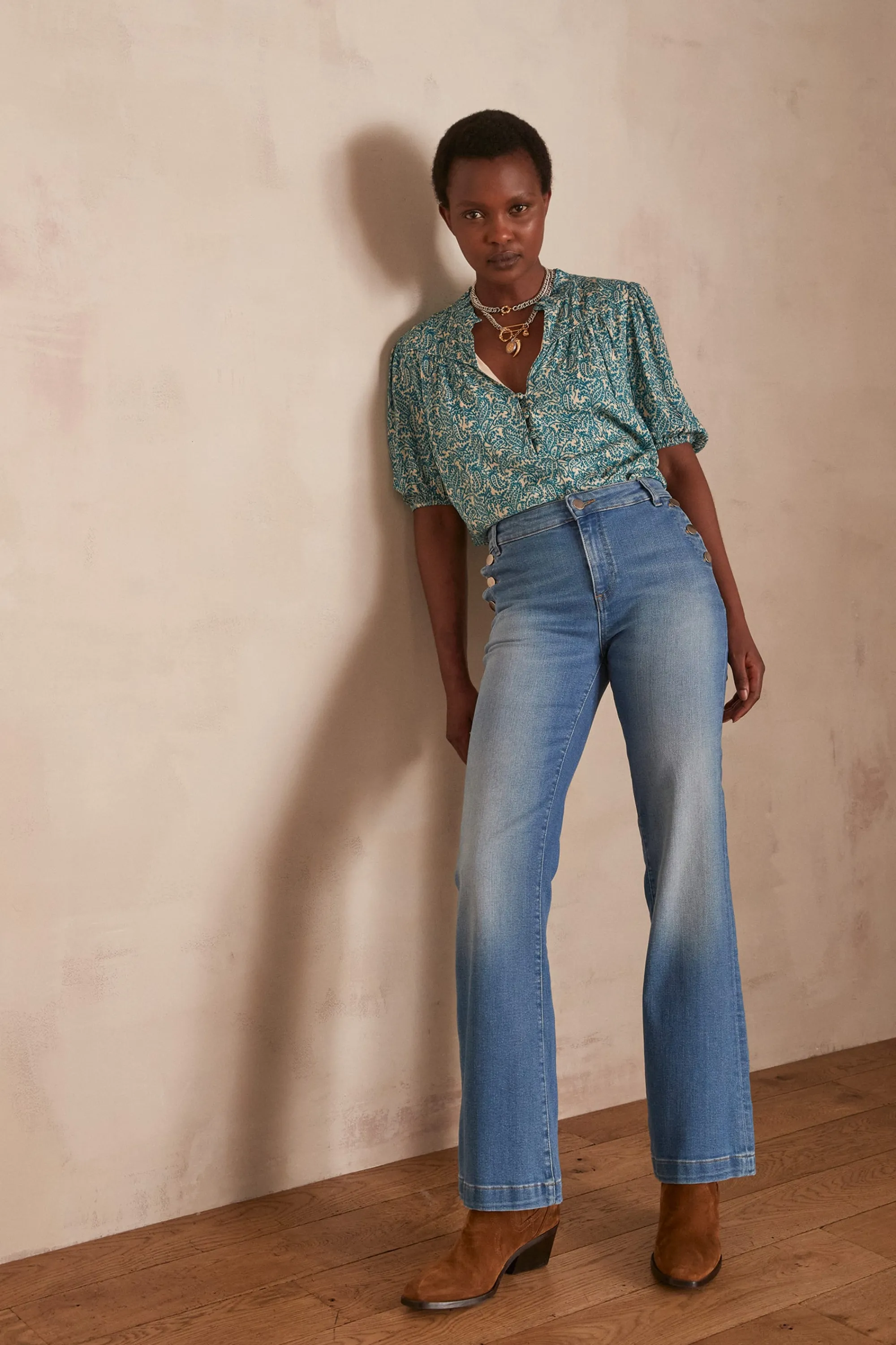 Maison 123 Jeans We Care | Jeans Flare Et Bootcut>Jean flare NINON Produit labellisé We Care mettant en avant l'utilisation de matières plus responsables et la valorisation de la production locale DELAVE CLAIR