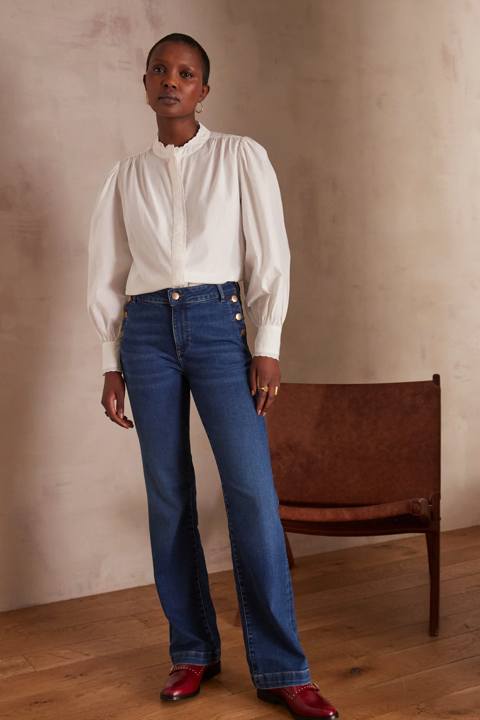 Maison 123 Jeans We Care | Jeans Flare Et Bootcut>Jean flare NINON Produit labellisé We Care mettant en avant l'utilisation de matières plus responsables et la valorisation de la production locale INDIGO FONCE