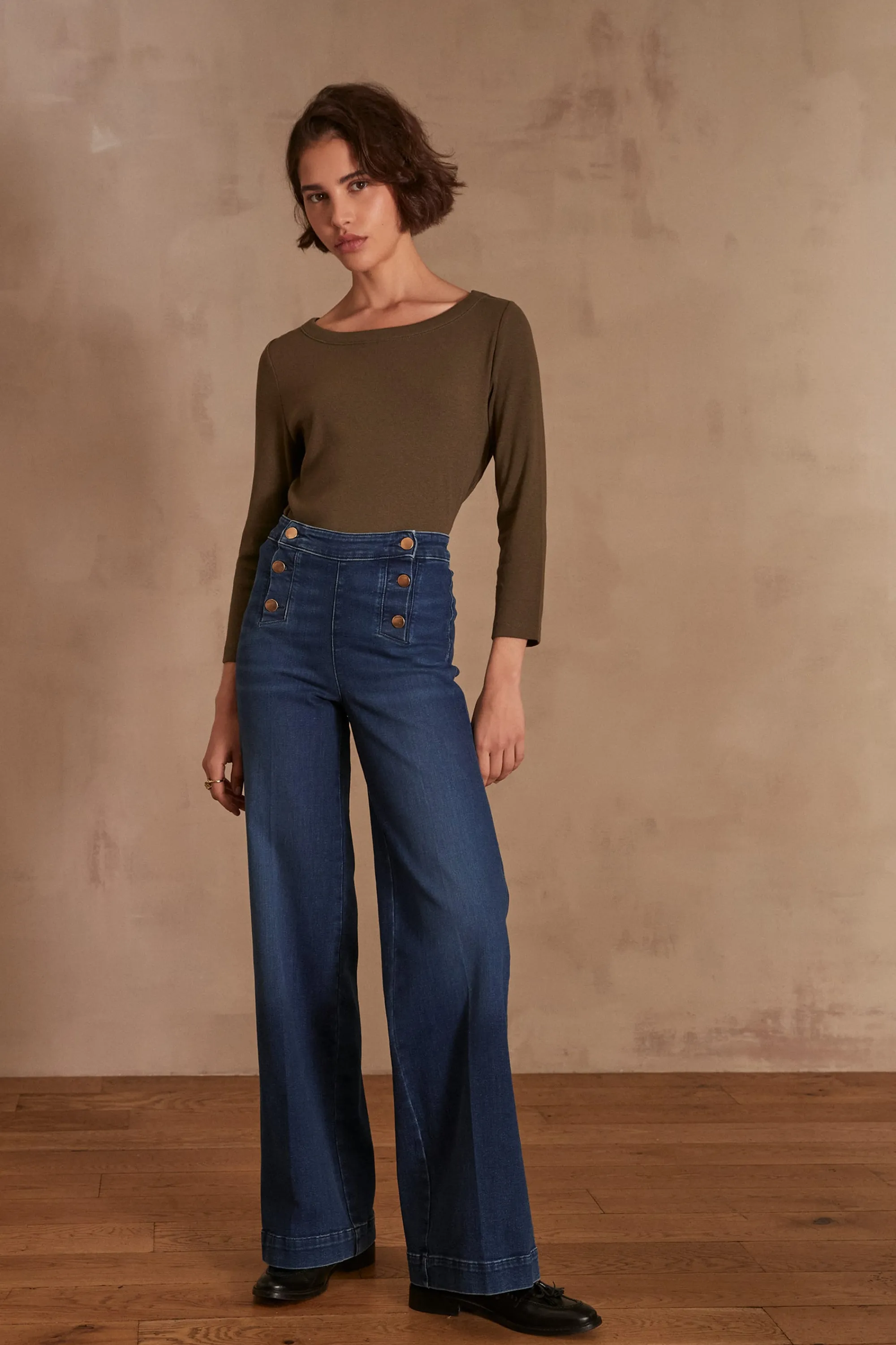 Maison 123 Jeans We Care | Jeans Taille Haute>Jean large OXAN Produit labellisé We Care mettant en avant l'utilisation de matières plus responsables et la valorisation de la production locale INDIGO