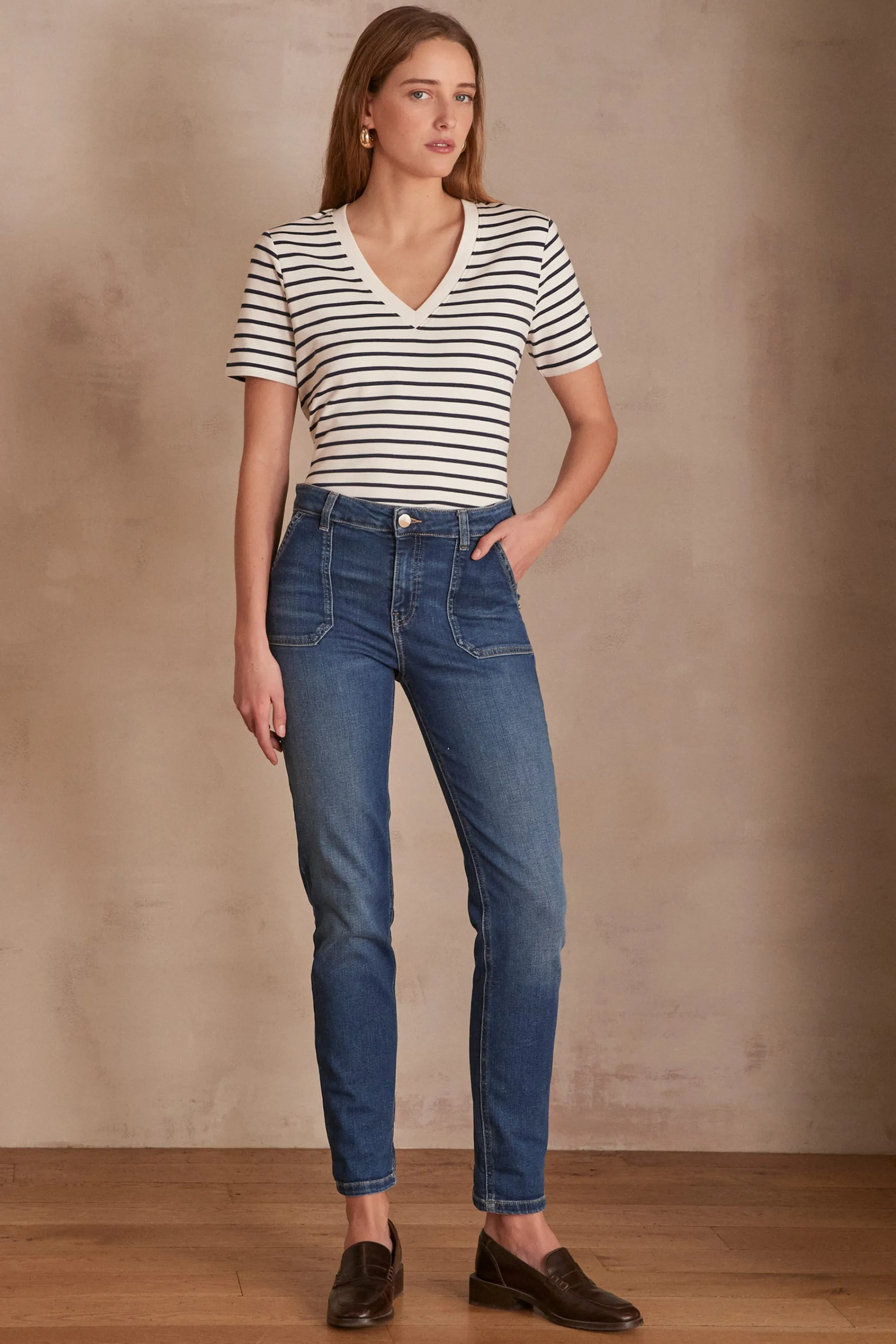 Maison 123 Jeans We Care>Jean NALLA Produit labellisé We Care mettant en avant l'utilisation de matières plus responsables et la valorisation de la production locale INDIGO FONCE