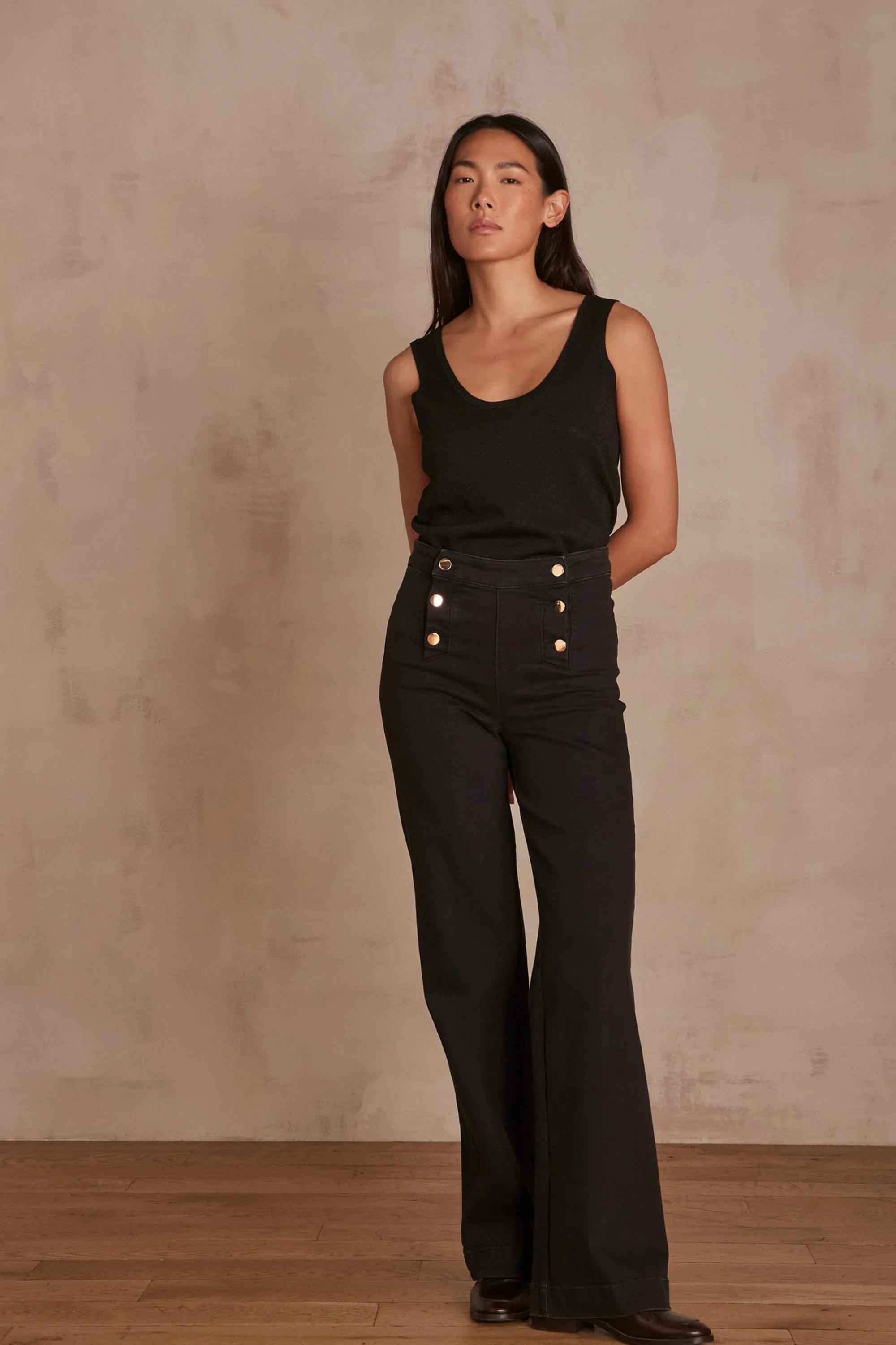Maison 123 Jeans We Care | Jeans Taille Haute>Jean OXAN Produit labellisé We Care mettant en avant l'utilisation de matières plus responsables et la valorisation de la production locale NOIR