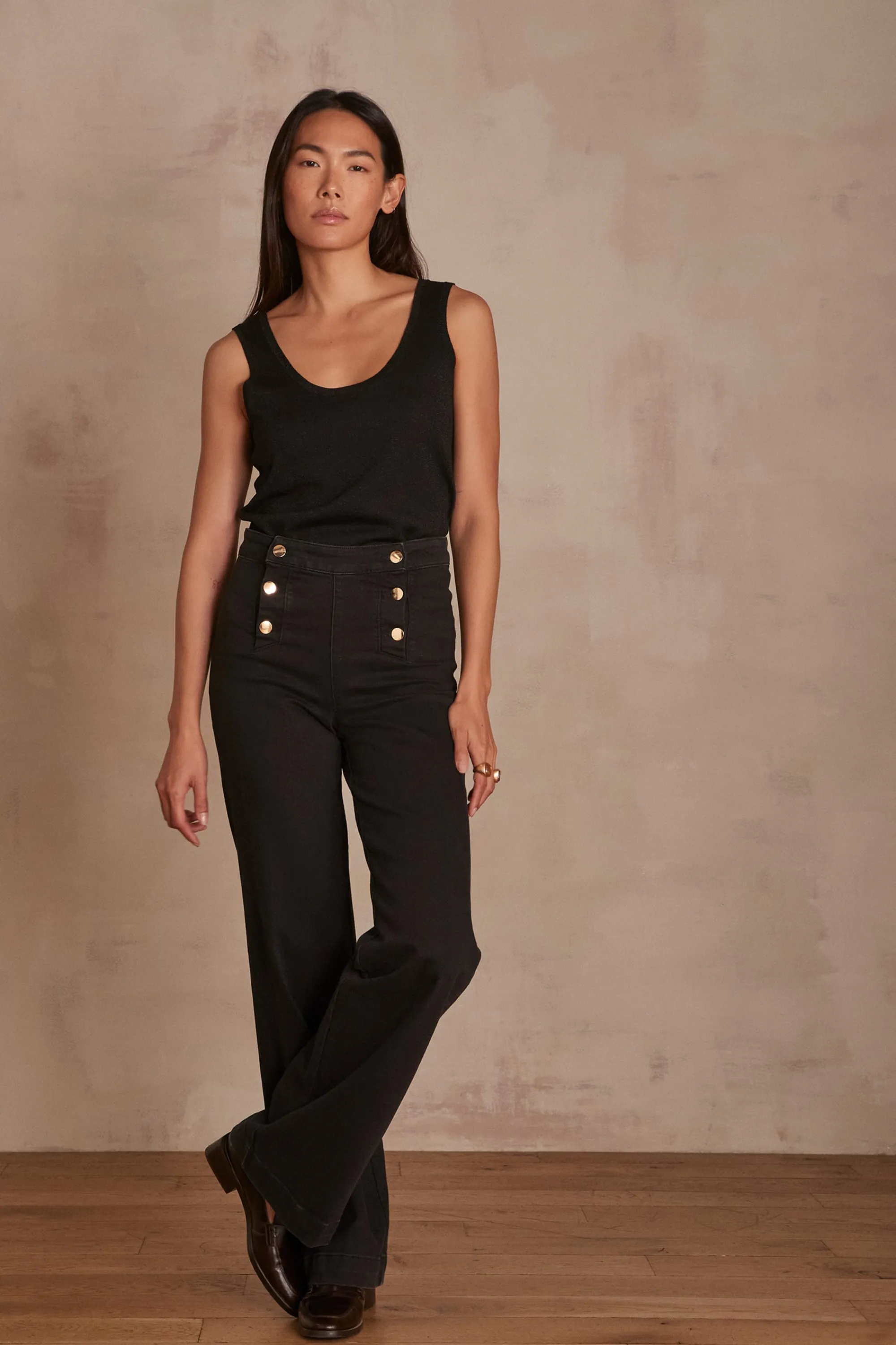 Maison 123 Jeans We Care | Jeans Taille Haute>Jean OXAN Produit labellisé We Care mettant en avant l'utilisation de matières plus responsables et la valorisation de la production locale NOIR