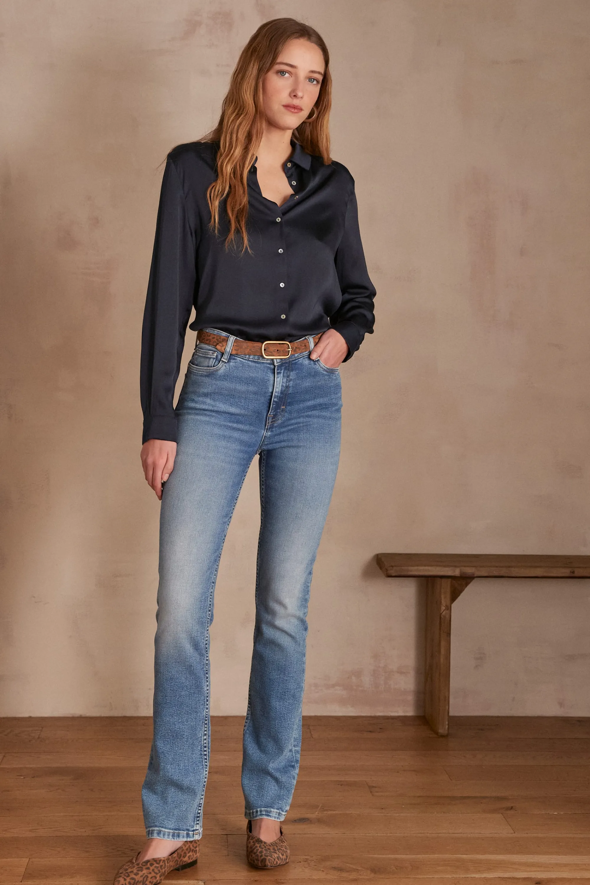 Maison 123 Jeans We Care | Jeans Droits>Jean SONIA Produit labellisé We Care mettant en avant l'utilisation de matières plus responsables et la valorisation de la production locale DELAVE CLAIR