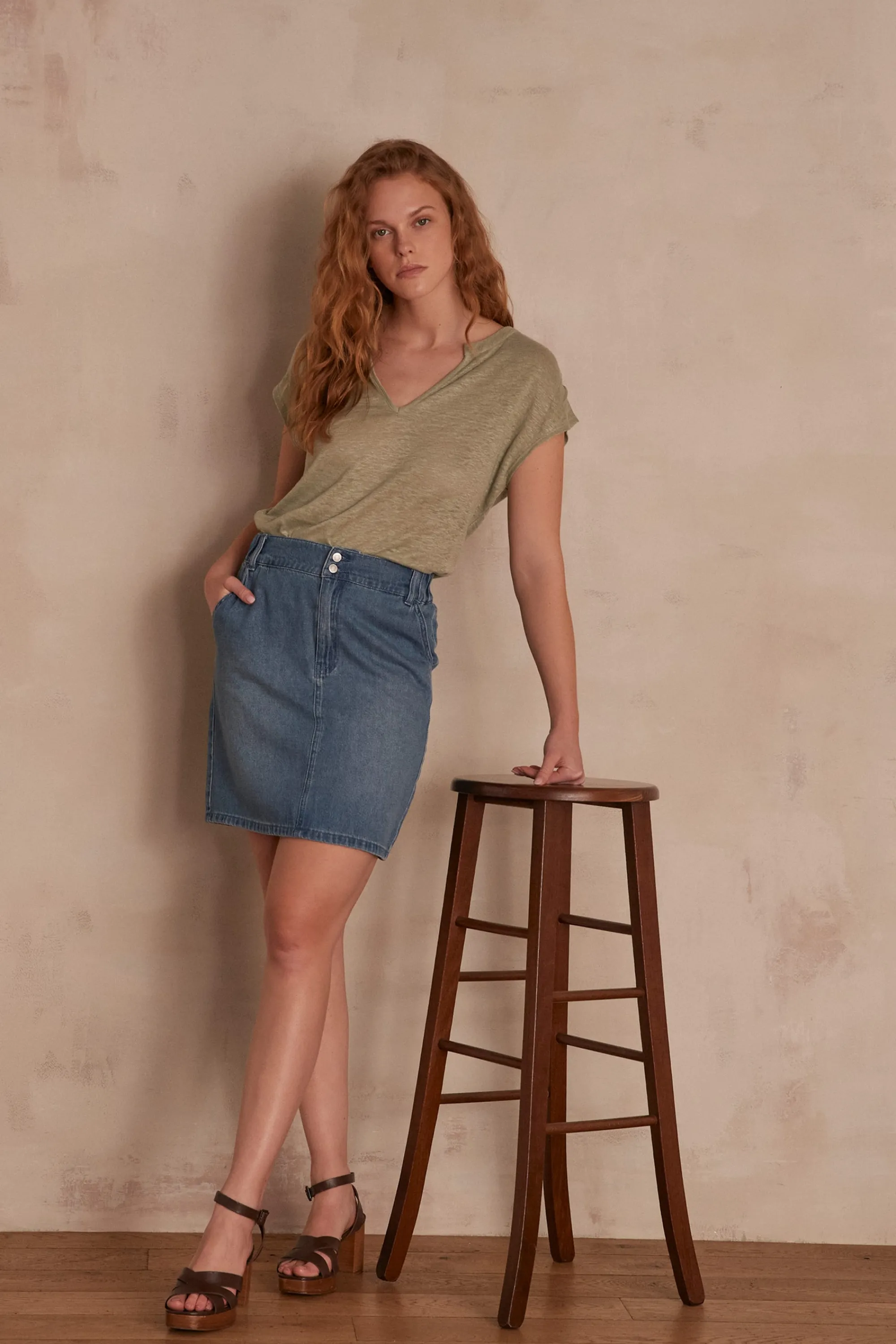 Maison 123 Jupes Courtes | Jupes En Jean>Jupe en jean BILLIE Produit labellisé We Care mettant en avant l'utilisation de matières plus responsables et la valorisation de la production locale STONE USED