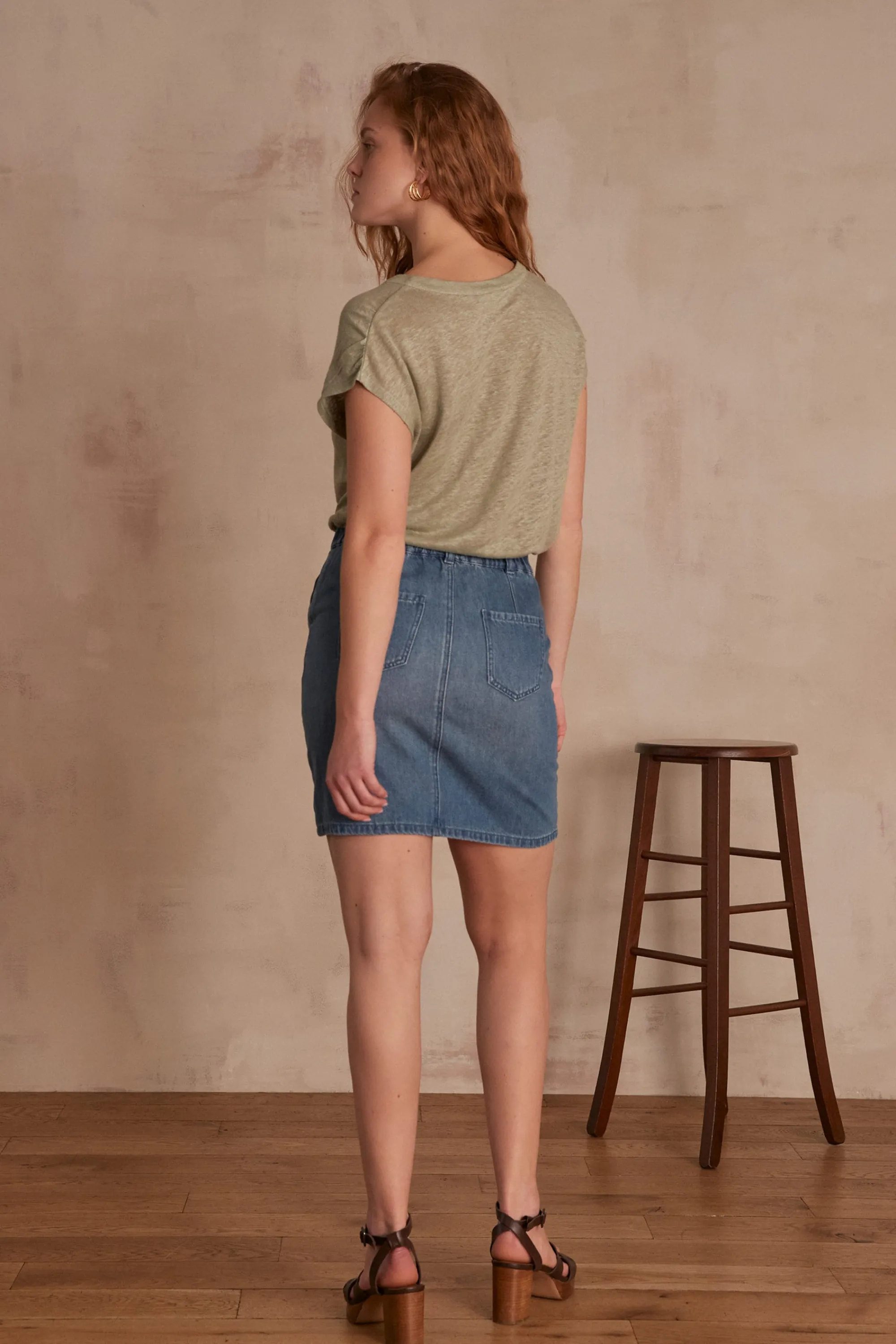 Maison 123 Jupes Courtes | Jupes En Jean>Jupe en jean BILLIE Produit labellisé We Care mettant en avant l'utilisation de matières plus responsables et la valorisation de la production locale STONE USED