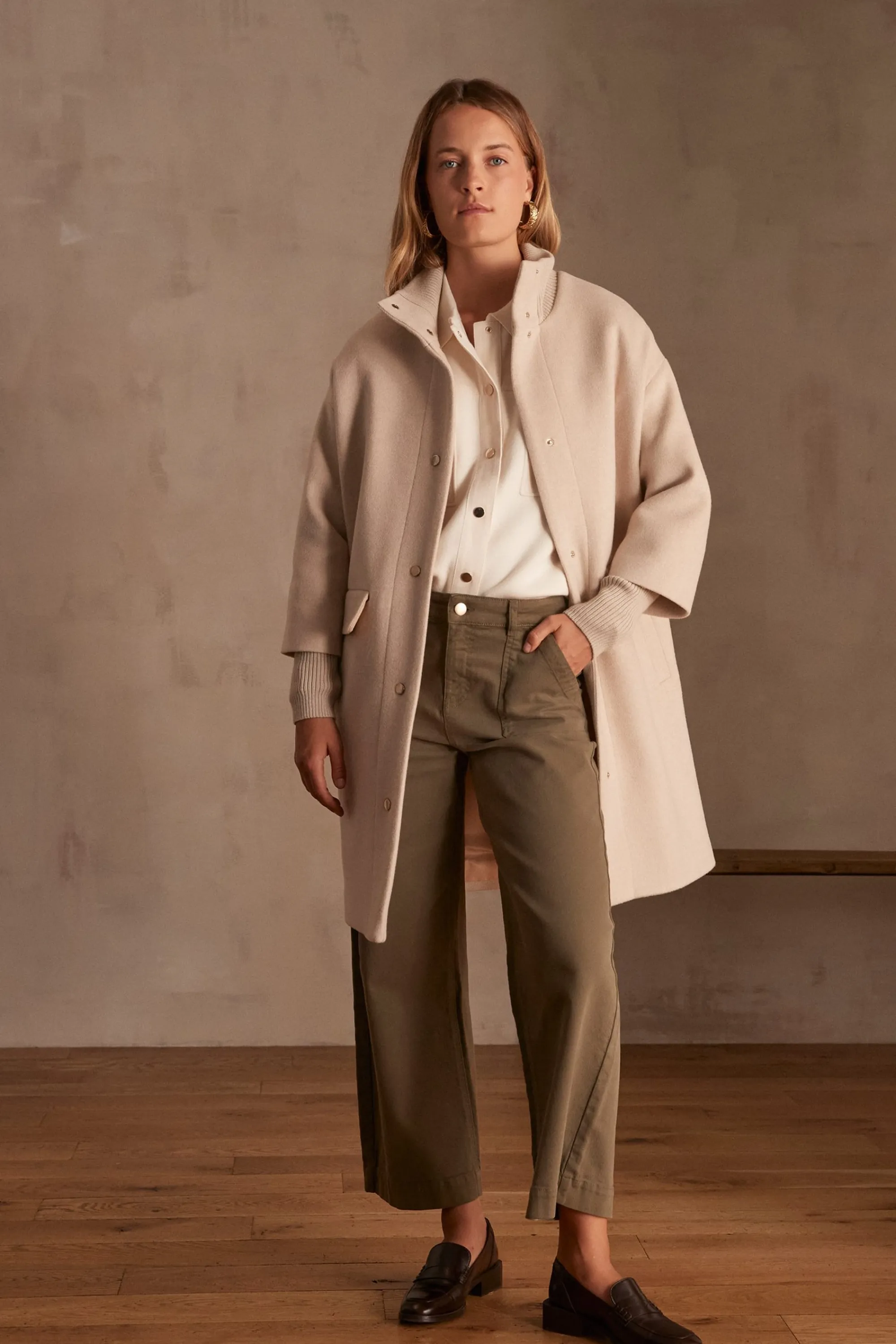 Maison 123 Manteaux Longs | Manteaux En Laine>Manteau en laine MAGDA Produit labellisé We Care mettant en avant l'utilisation de matières plus responsables et la valorisation de la production locale BEIGE
