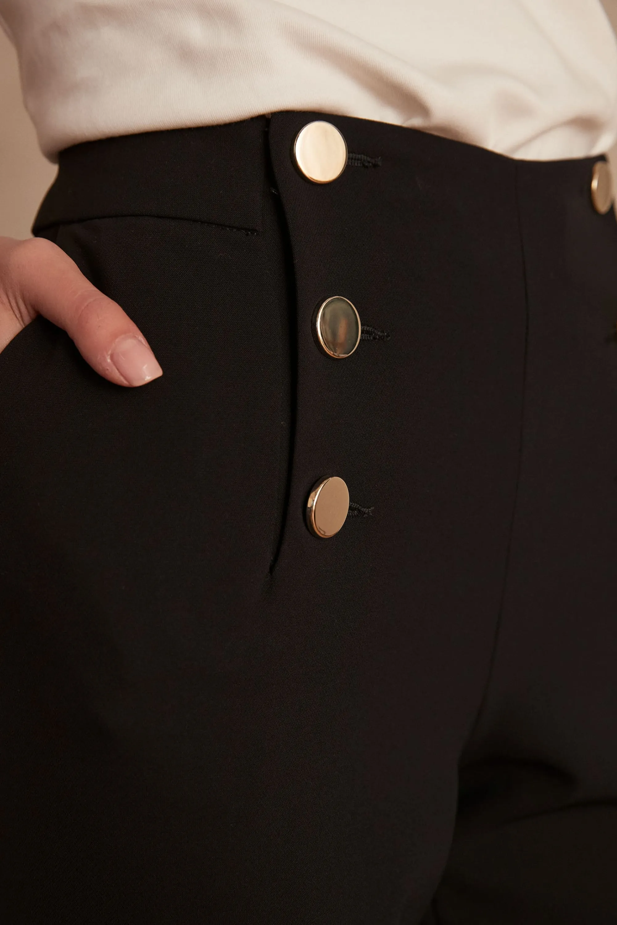 Maison 123 Pantalons De Tailleur | Pantalons Fluides>Pantalon à pont HUBERT Produit labellisé We Care mettant en avant l'utilisation de matières plus responsables et la valorisation de la production locale NOIR