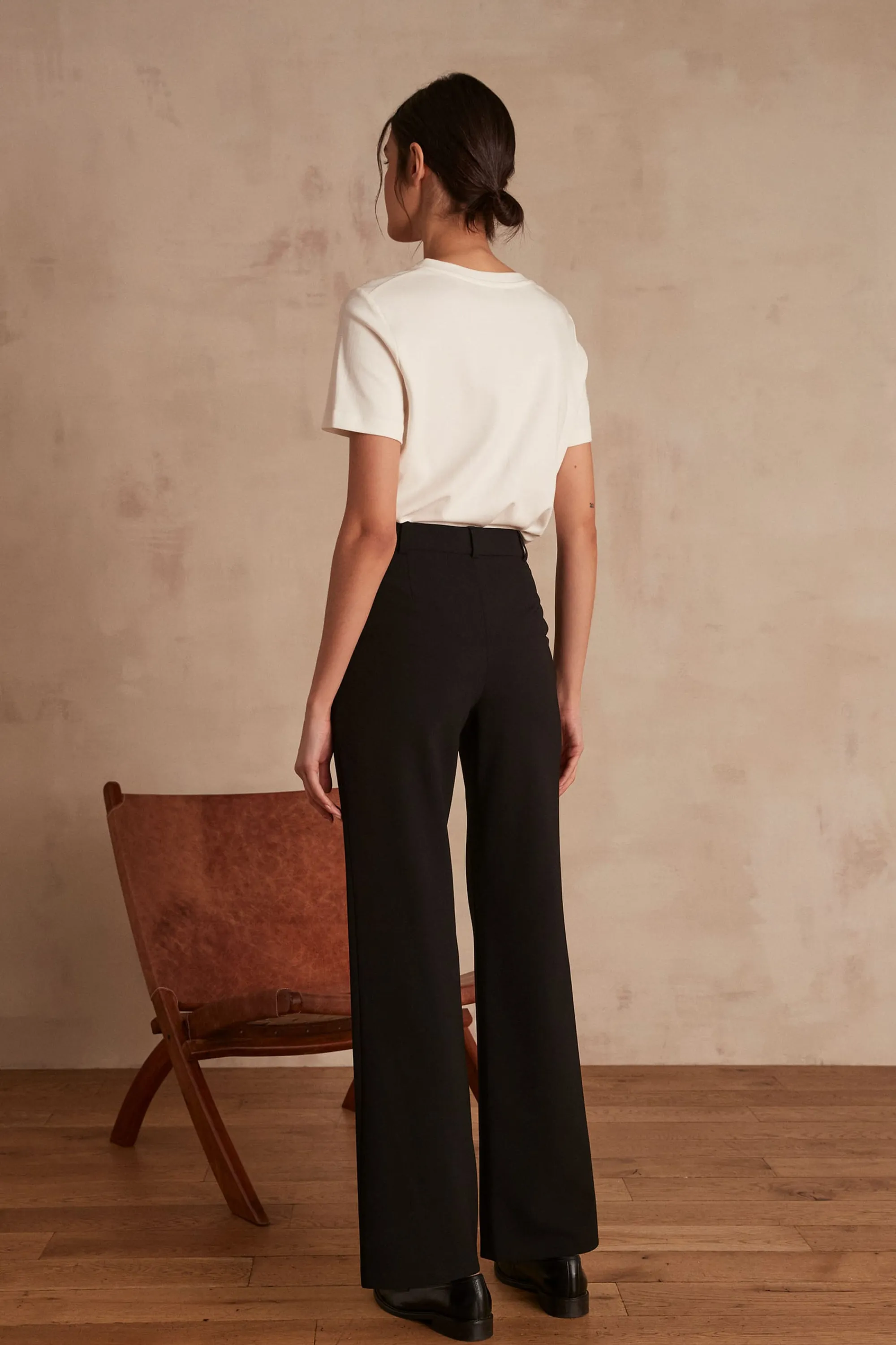 Maison 123 Pantalons De Tailleur | Pantalons Fluides>Pantalon à pont HUBERT Produit labellisé We Care mettant en avant l'utilisation de matières plus responsables et la valorisation de la production locale NOIR