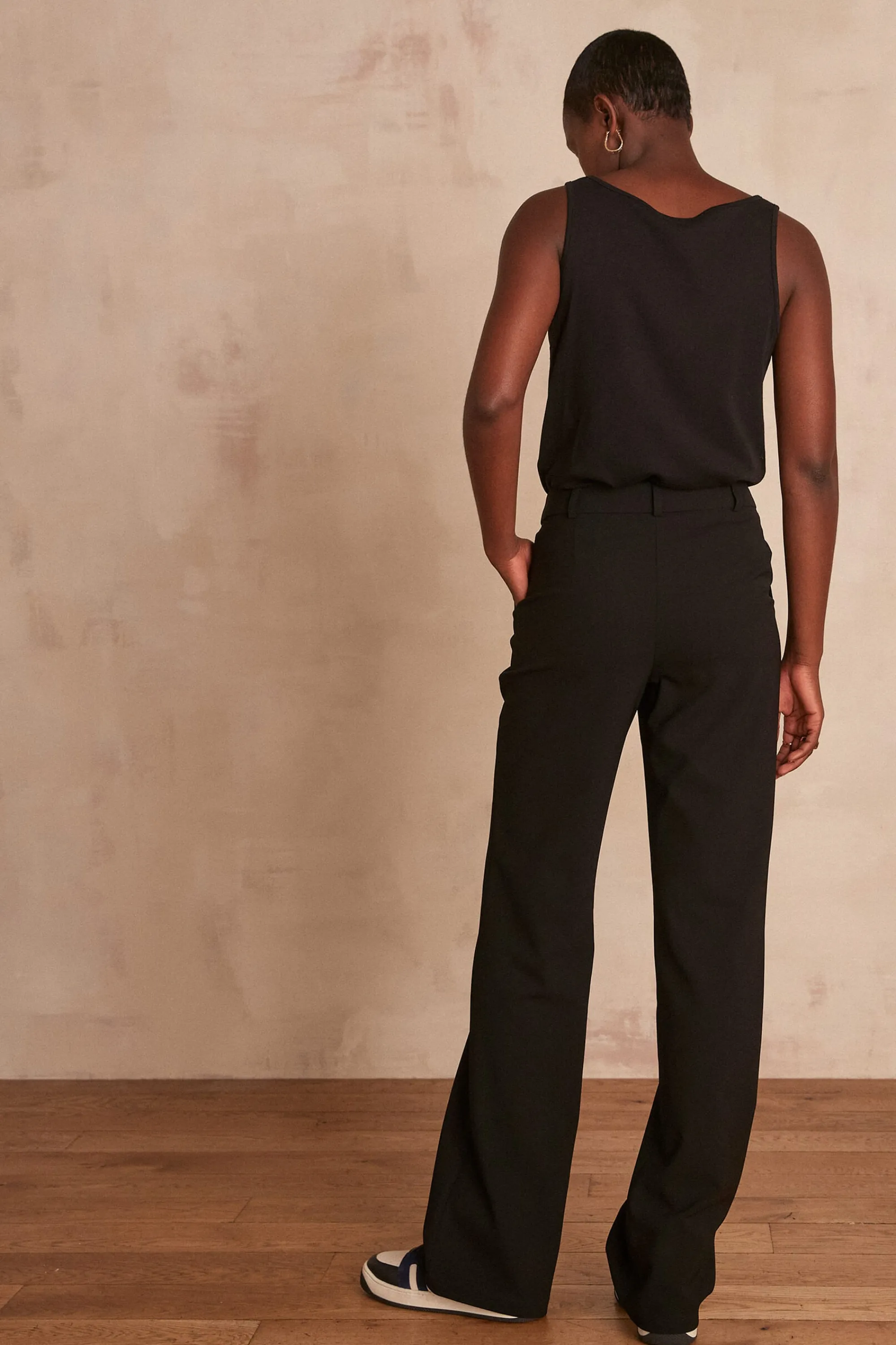 Maison 123 Pantalons De Tailleur | Pantalons Fluides>Pantalon à pont HUBERT Produit labellisé We Care mettant en avant l'utilisation de matières plus responsables et la valorisation de la production locale NOIR