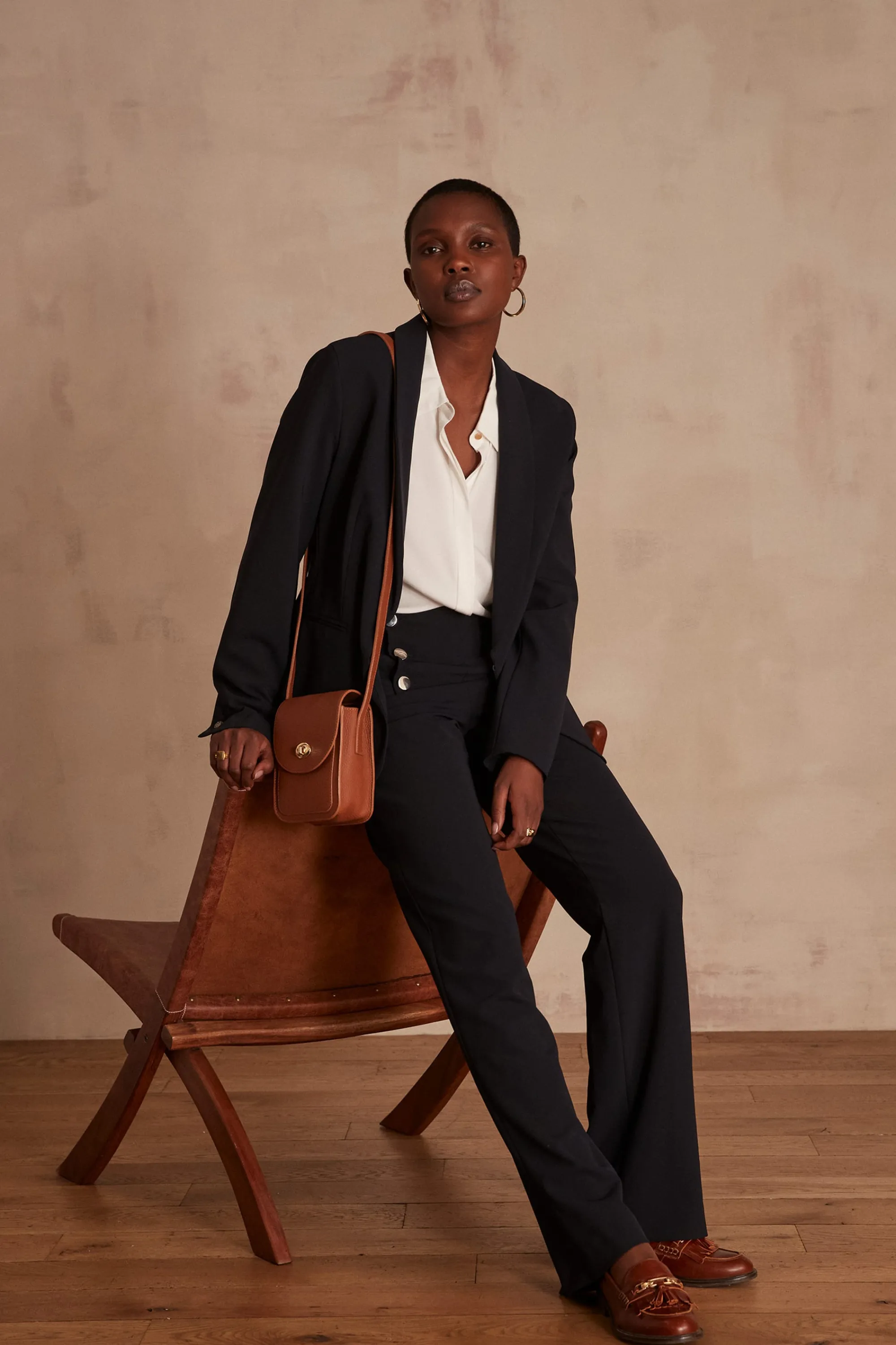 Maison 123 Pantalons De Tailleur | Pantalons Fluides>Pantalon à pont Hubert Produit labellisé We Care mettant en avant l'utilisation de matières plus responsables et la valorisation de la production locale MARINE