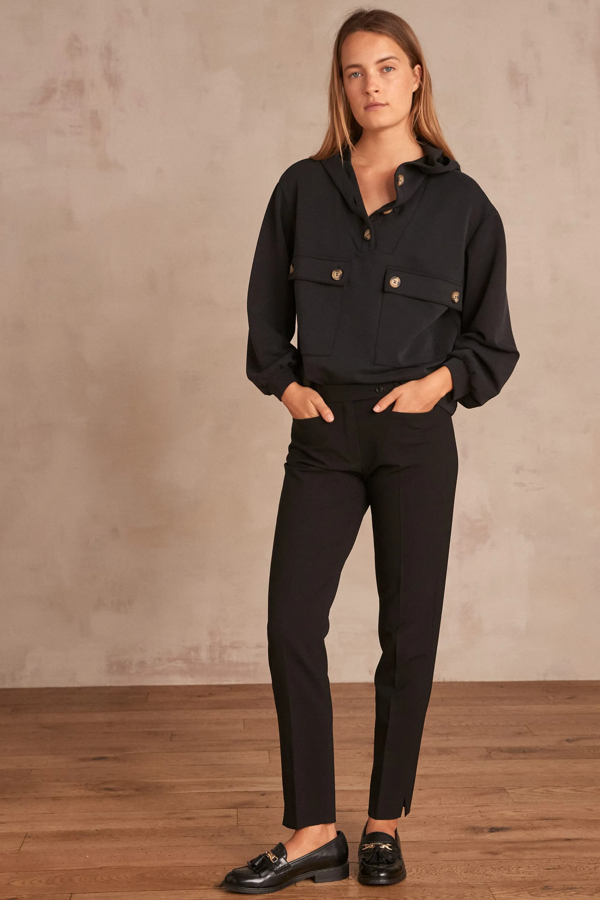 Maison 123 Pantalons De Tailleur | Pantalons Noirs>Pantalon cigarette Valero Produit labellisé We Care mettant en avant l'utilisation de matières plus responsables et la valorisation de la production locale NOIR