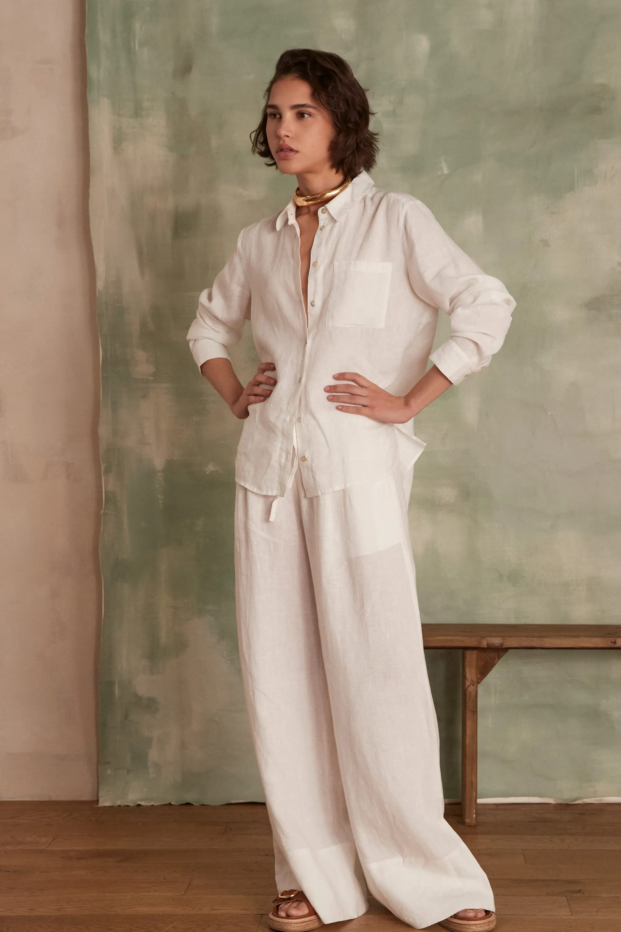 Maison 123 Pantalons Fluides | Pantalons Larges>Pantalon en lin PRINCE Produit labellisé We Care mettant en avant l'utilisation de matières plus responsables et la valorisation de la production locale IVOIRE