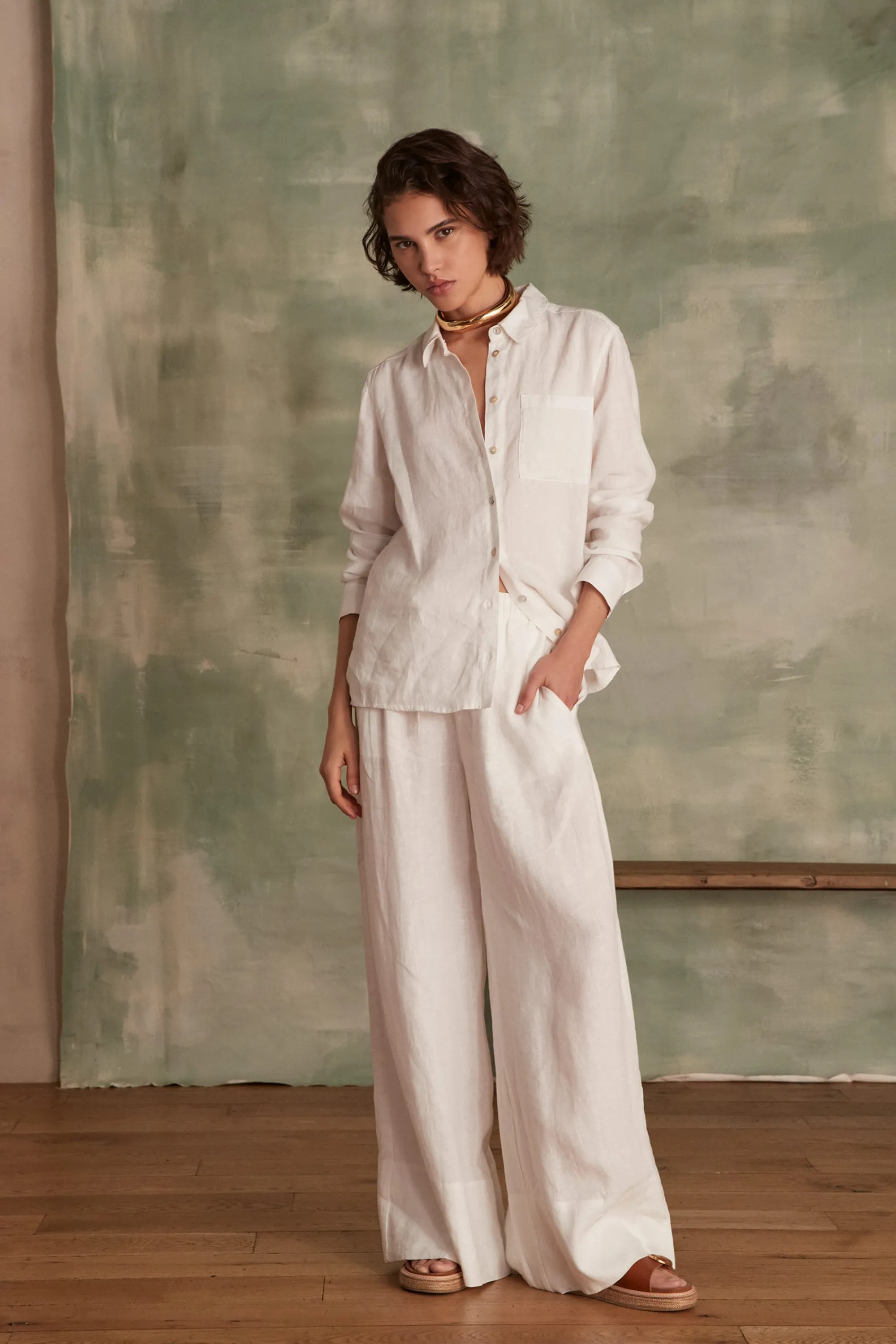 Maison 123 Pantalons Fluides | Pantalons Larges>Pantalon en lin PRINCE Produit labellisé We Care mettant en avant l'utilisation de matières plus responsables et la valorisation de la production locale IVOIRE