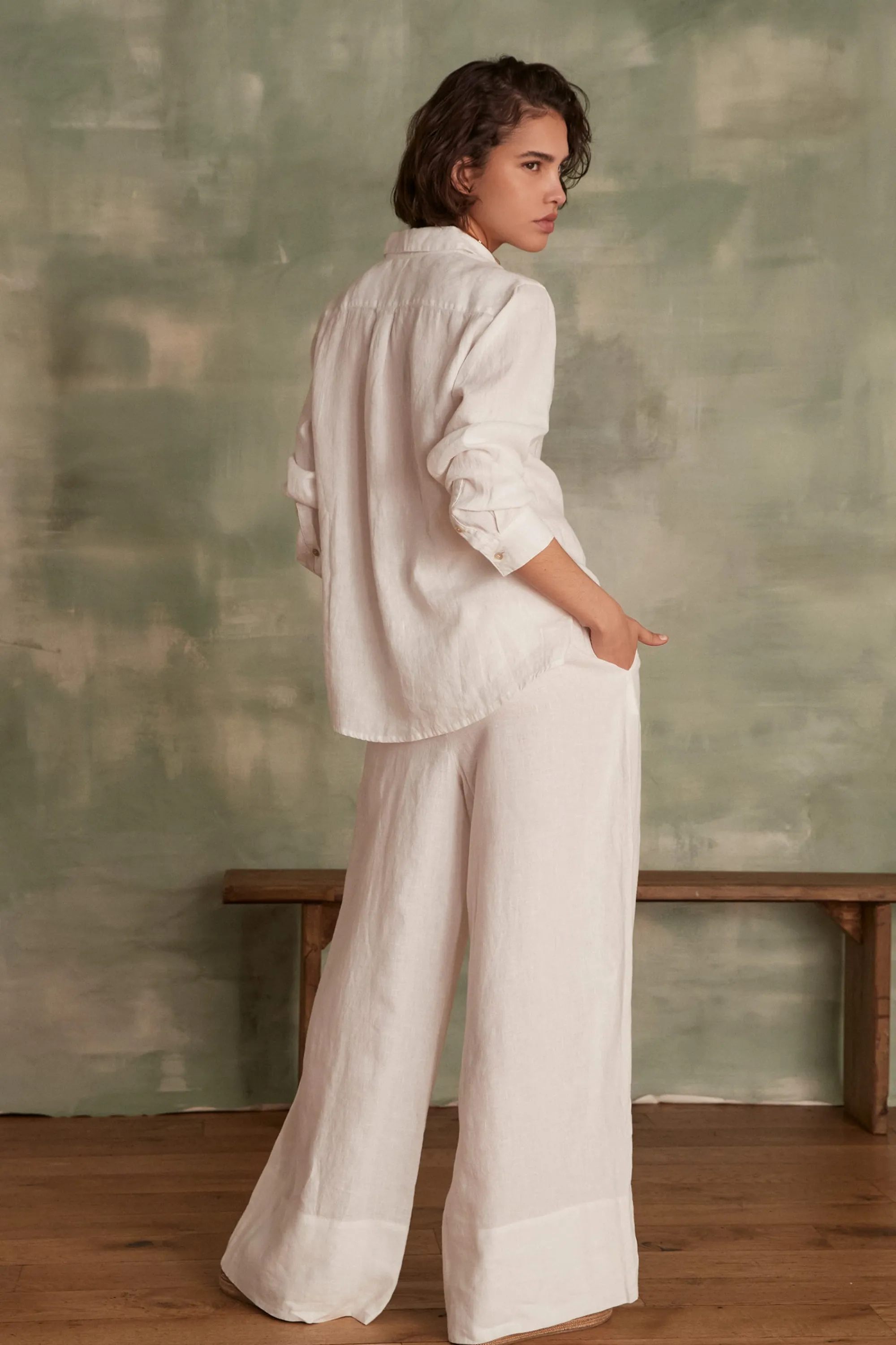 Maison 123 Pantalons Fluides | Pantalons Larges>Pantalon en lin PRINCE Produit labellisé We Care mettant en avant l'utilisation de matières plus responsables et la valorisation de la production locale IVOIRE