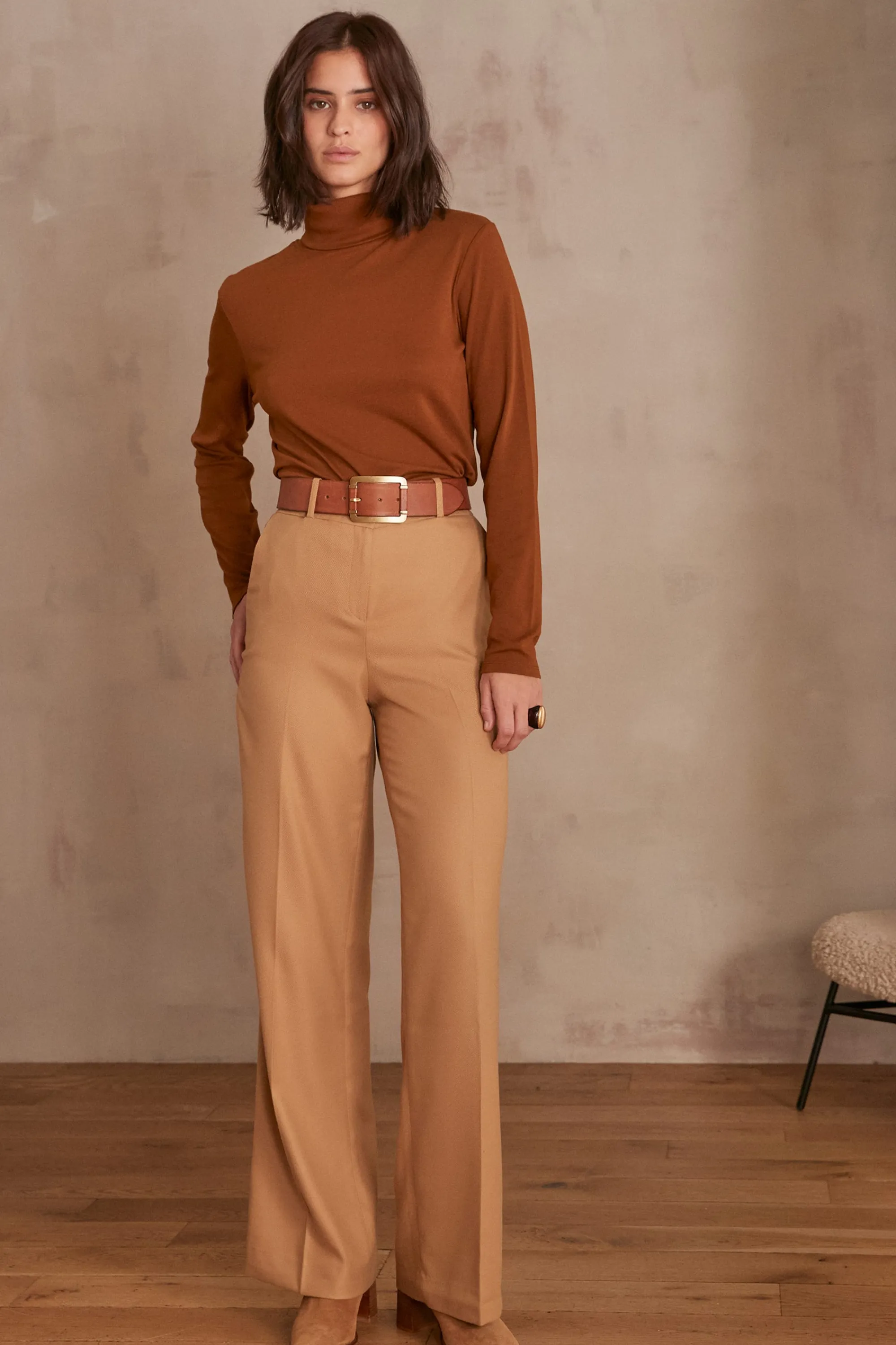 Maison 123 Pantalons Fluides | Pantalons Larges>Pantalon FINLEY CAMEL CLAIR