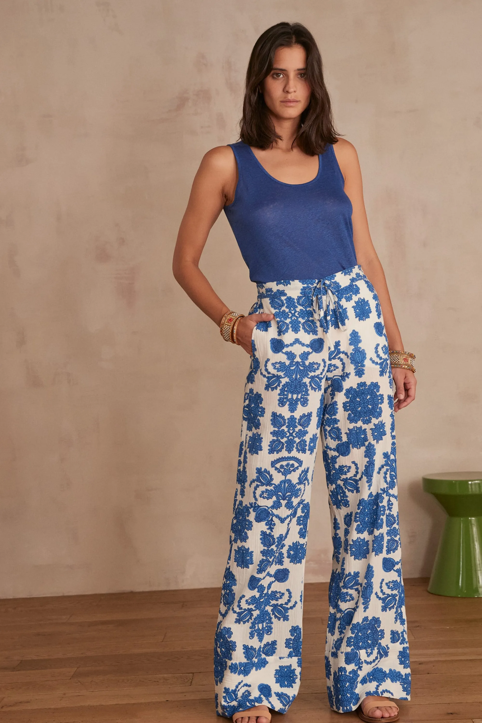 Maison 123 Pantalons Fluides | Pantalons Larges>PANTALON LARGE PRINCE BLEU ROI