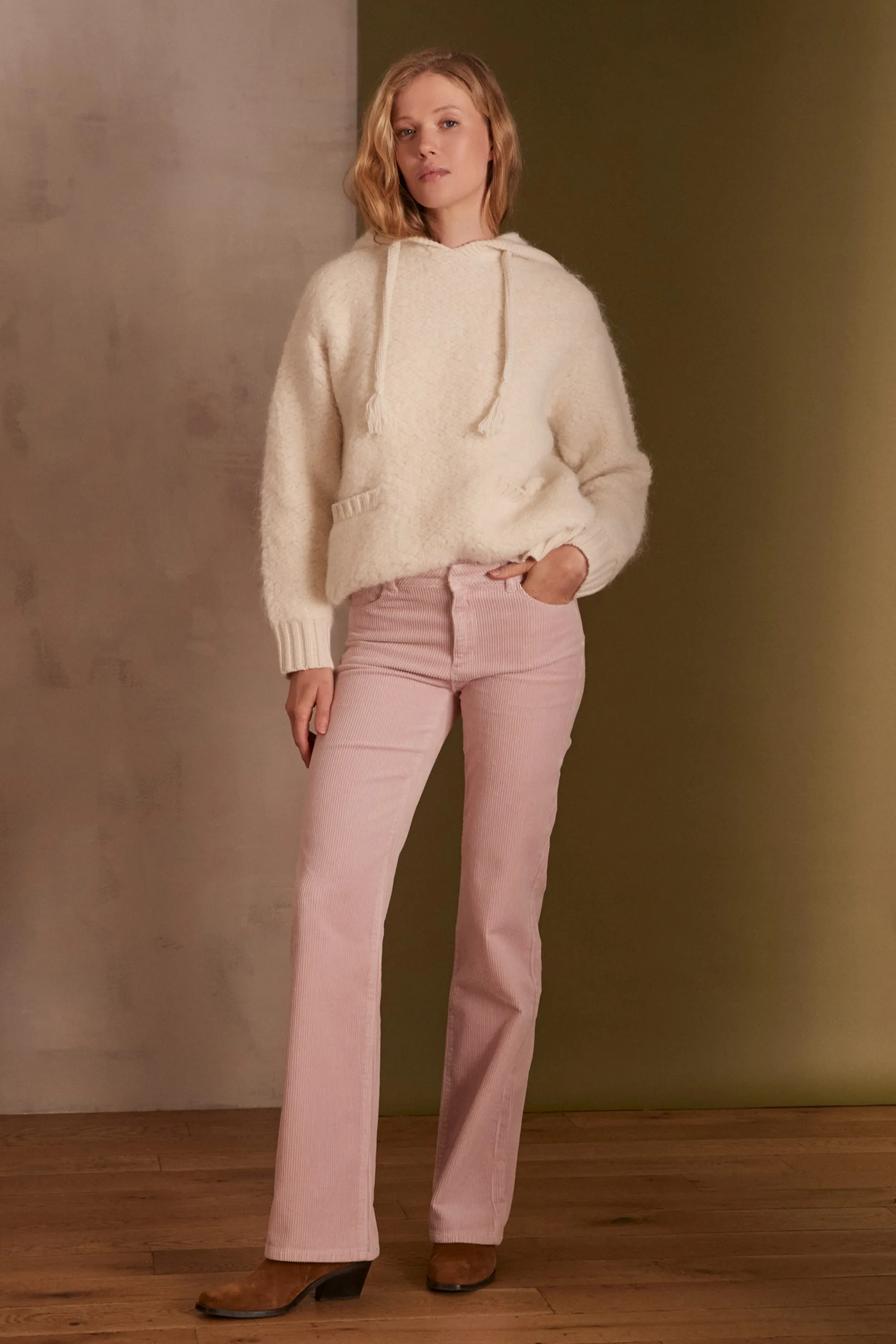 Maison 123 Pantalons Larges | Pantalons En Velours>Pantalon unisexe GABY MAUVE PALE