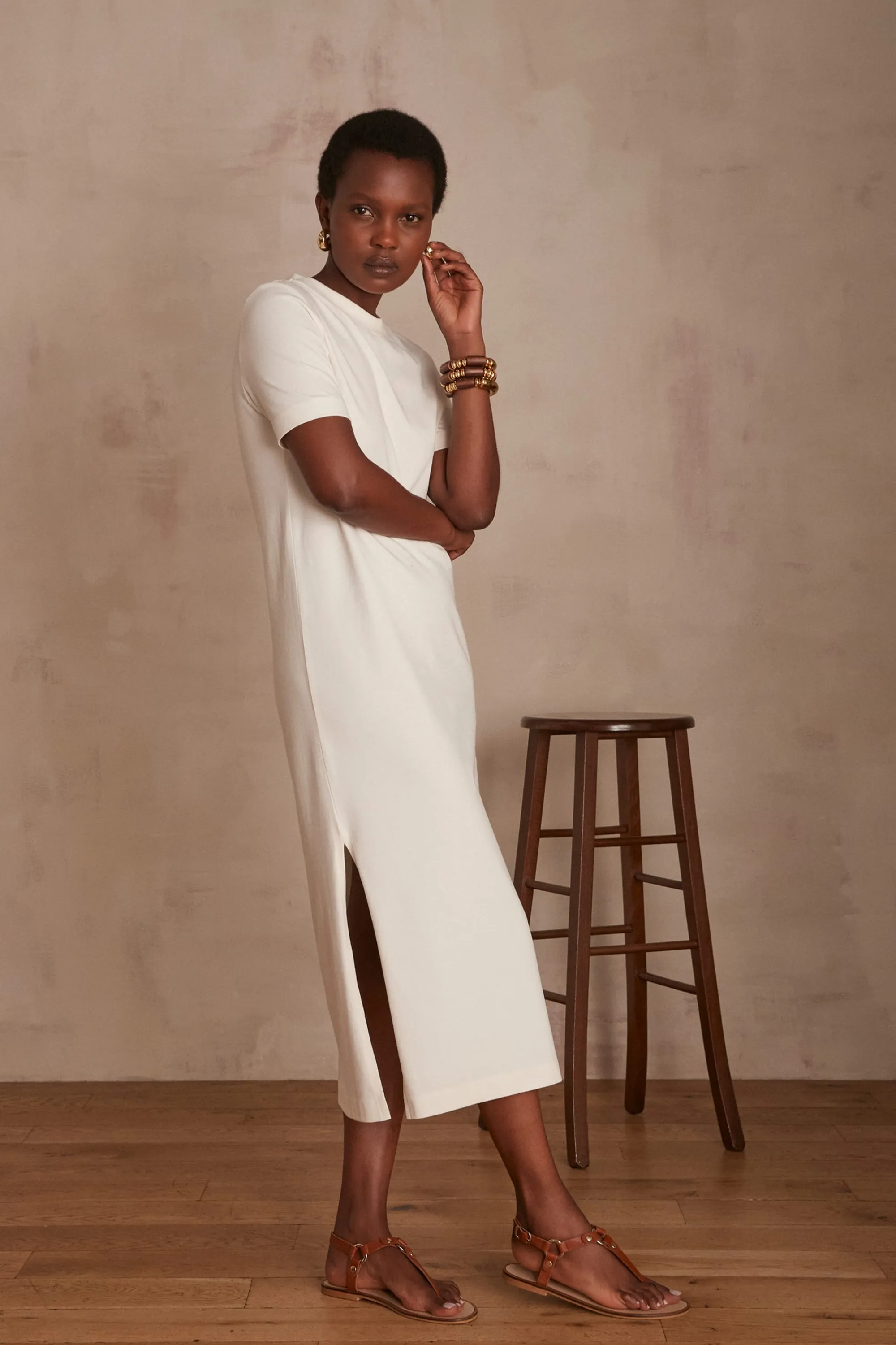 Maison 123 Robes En Maille | Robes Longues>Robe AXEL Produit labellisé We Care mettant en avant l'utilisation de matières plus responsables et la valorisation de la production locale CREME