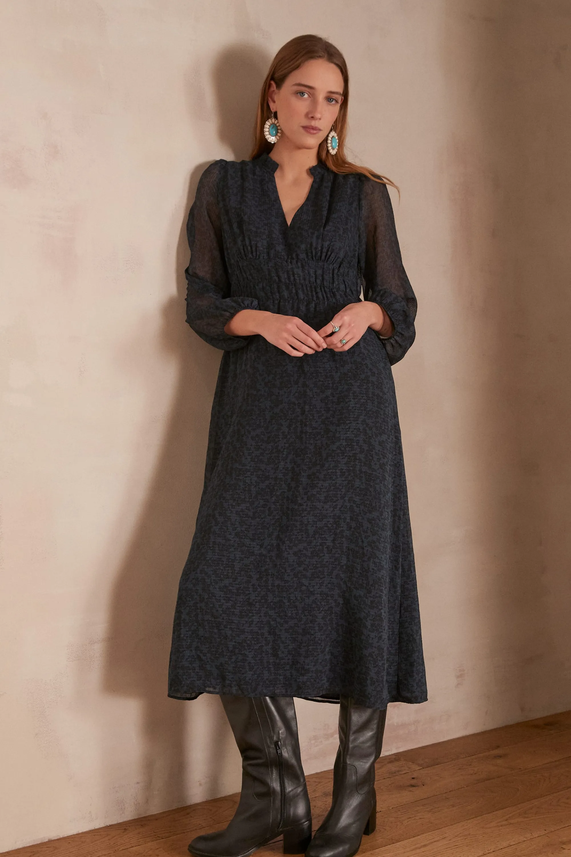 Maison 123 Robes Longues | Robes Imprimées>Robe LARA MARINE