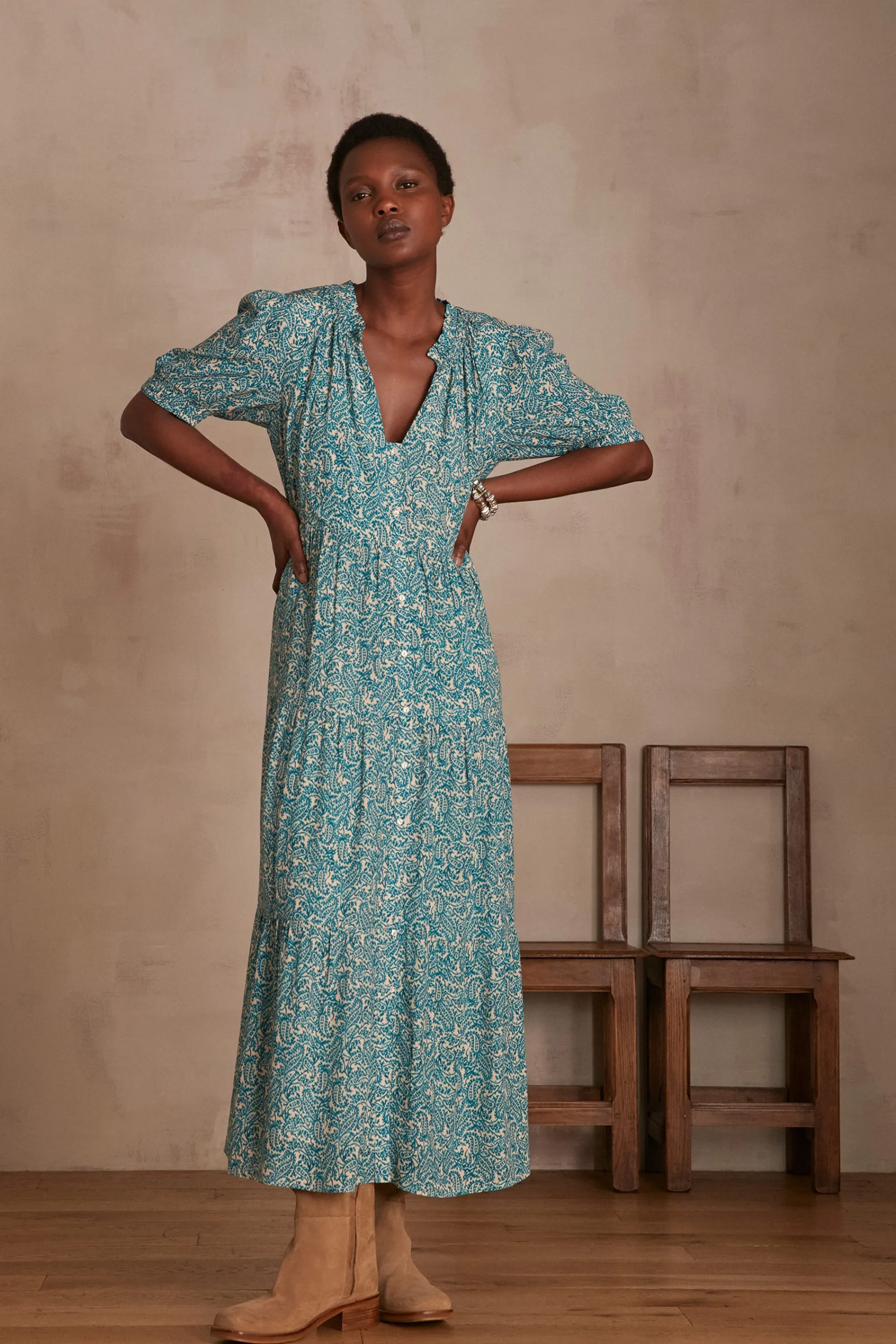 Maison 123 Robes Longues | Robes Imprimées>Robe Manale TURQUOISE