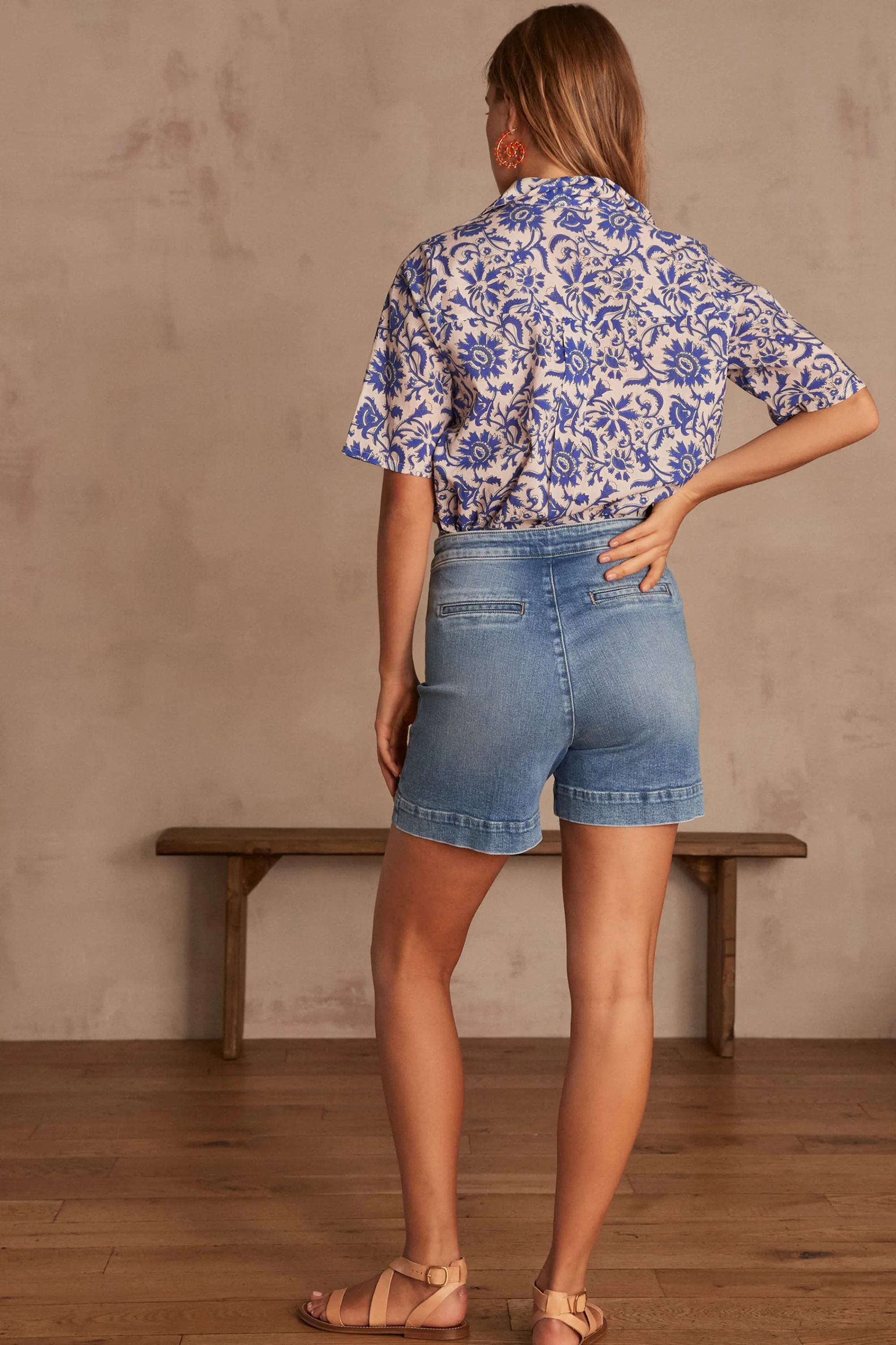 Maison 123 Jeans We Care>Short MICKY Produit labellisé We Care mettant en avant l'utilisation de matières plus responsables et la valorisation de la production locale DELAVE CLAIR