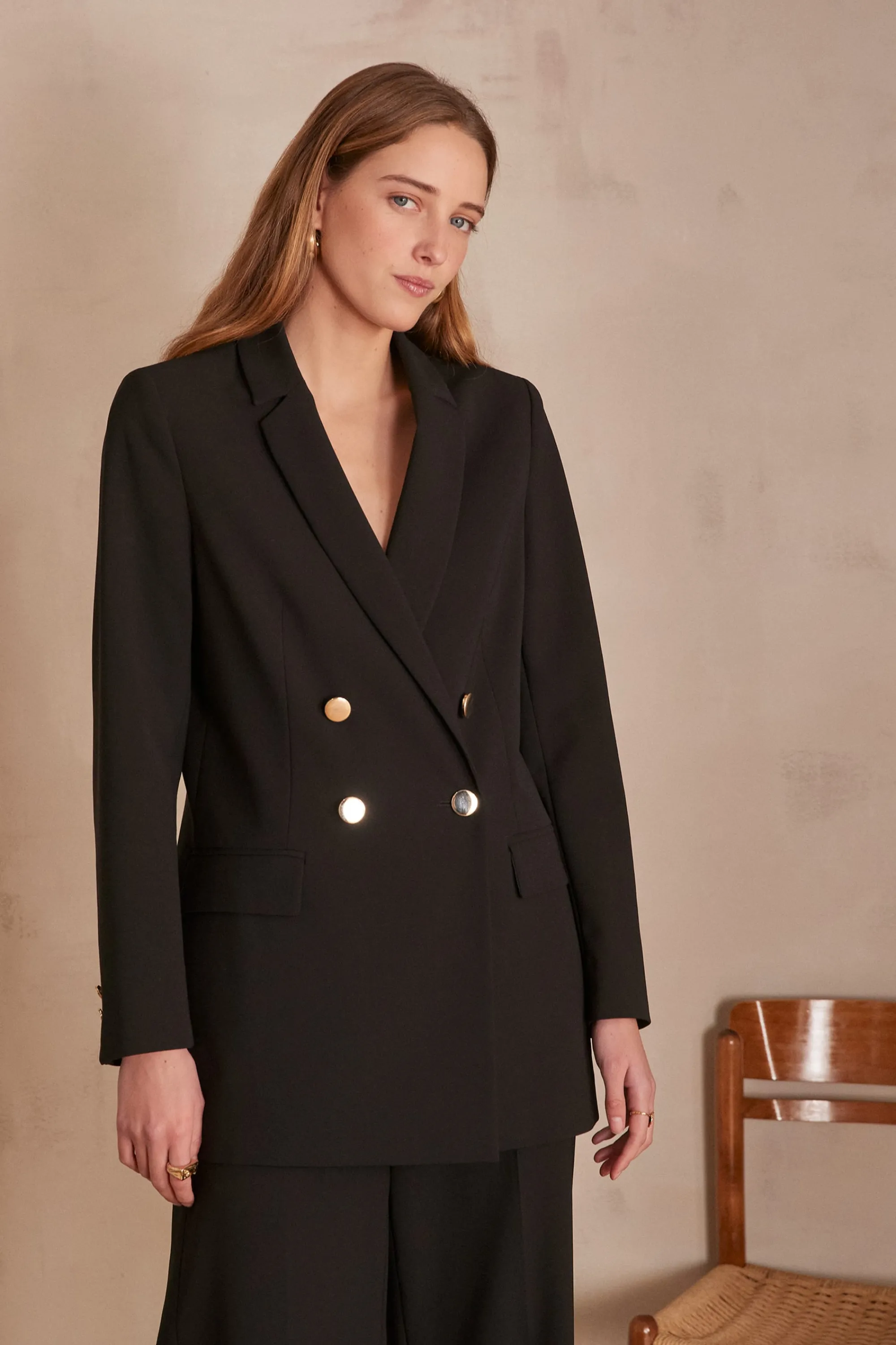 Maison 123 Blazers | Vestes Noires>Veste de tailleur FLORINE Produit labellisé We Care mettant en avant l'utilisation de matières plus responsables et la valorisation de la production locale NOIR