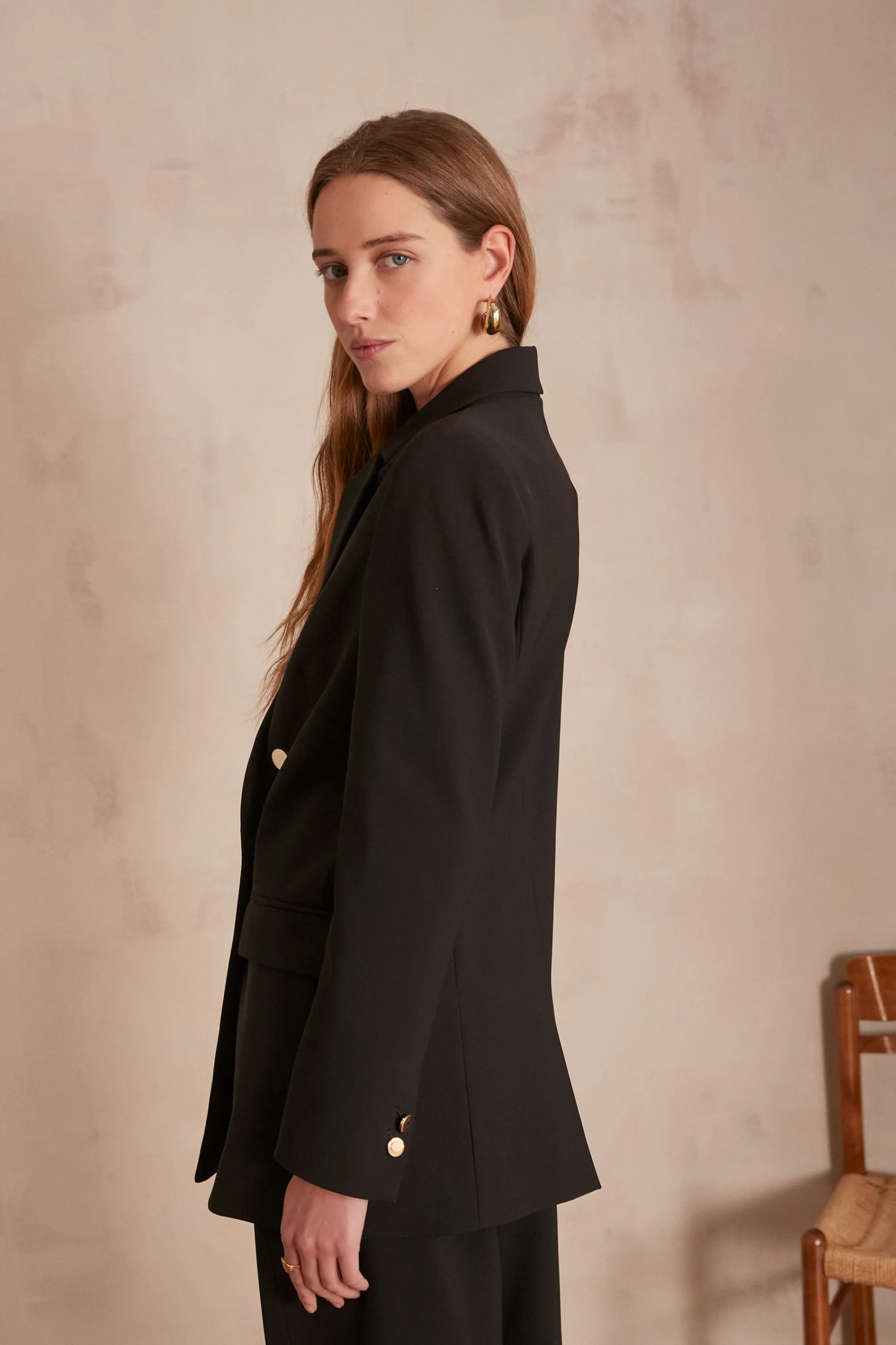 Maison 123 Blazers | Vestes Noires>Veste de tailleur FLORINE Produit labellisé We Care mettant en avant l'utilisation de matières plus responsables et la valorisation de la production locale NOIR