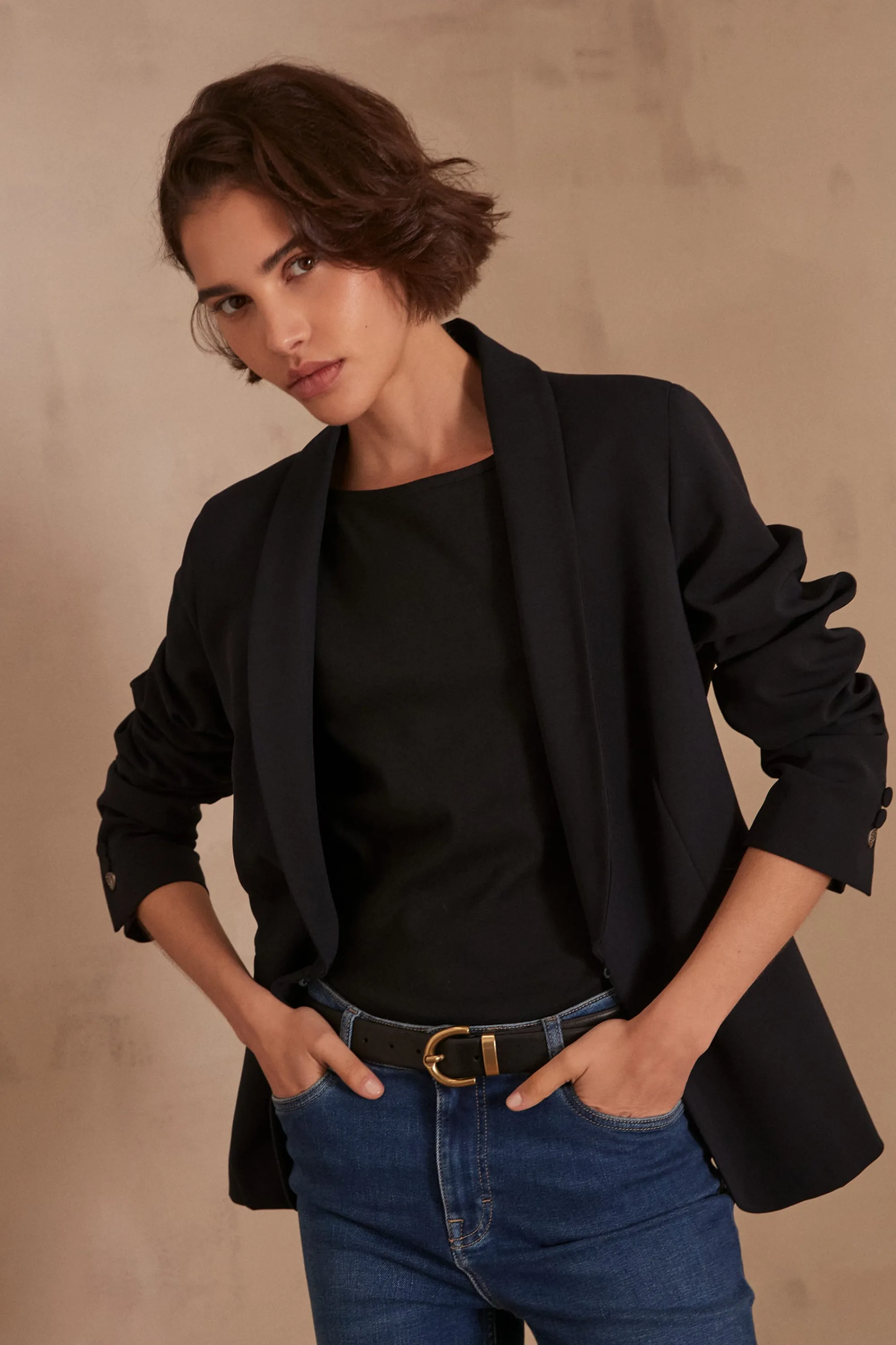 Maison 123 Blazers | Tailleurs>Veste de tailleur REINE Produit labellisé We Care mettant en avant l'utilisation de matières plus responsables et la valorisation de la production locale MARINE