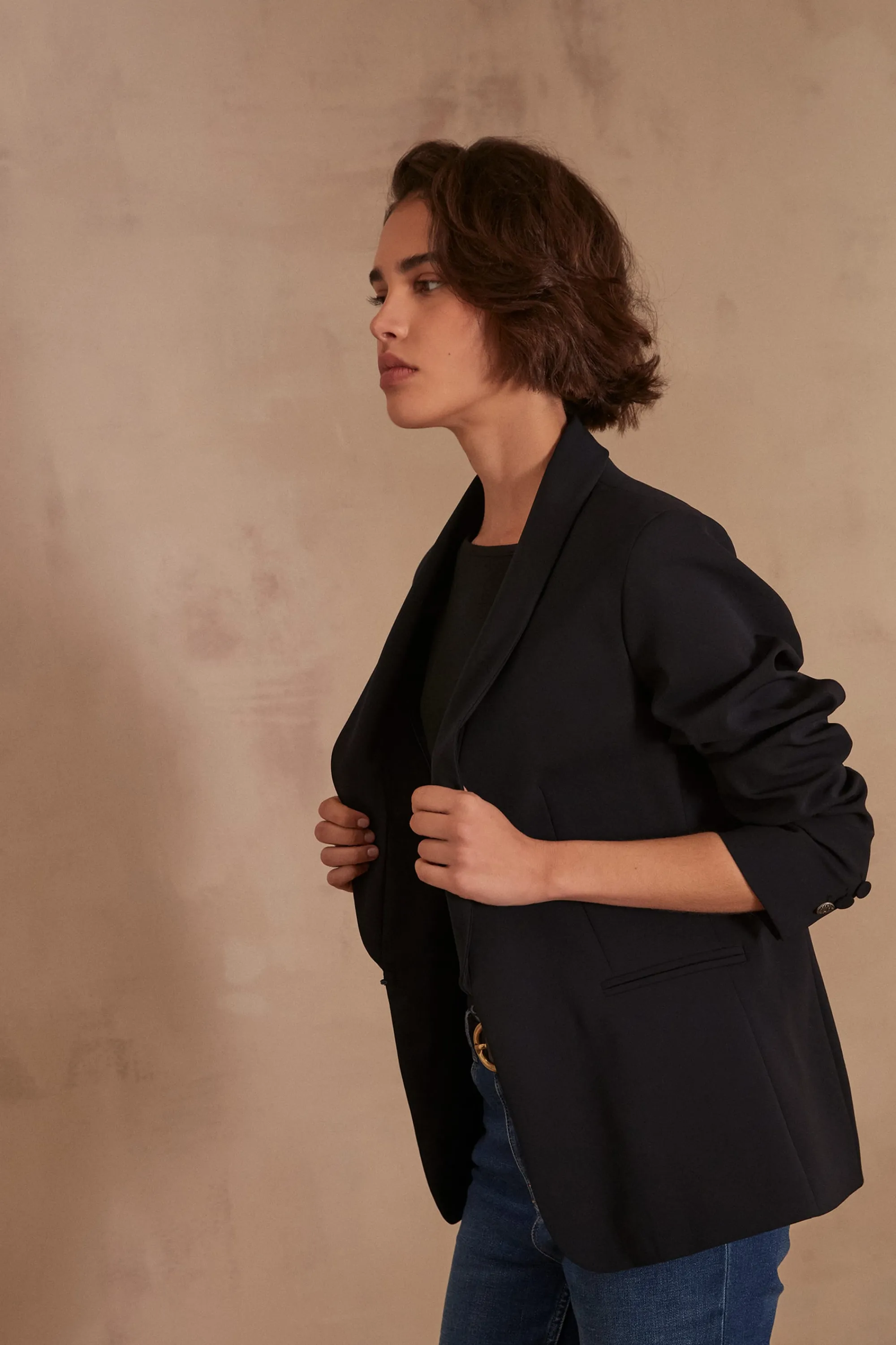 Maison 123 Blazers | Tailleurs>Veste de tailleur REINE Produit labellisé We Care mettant en avant l'utilisation de matières plus responsables et la valorisation de la production locale MARINE