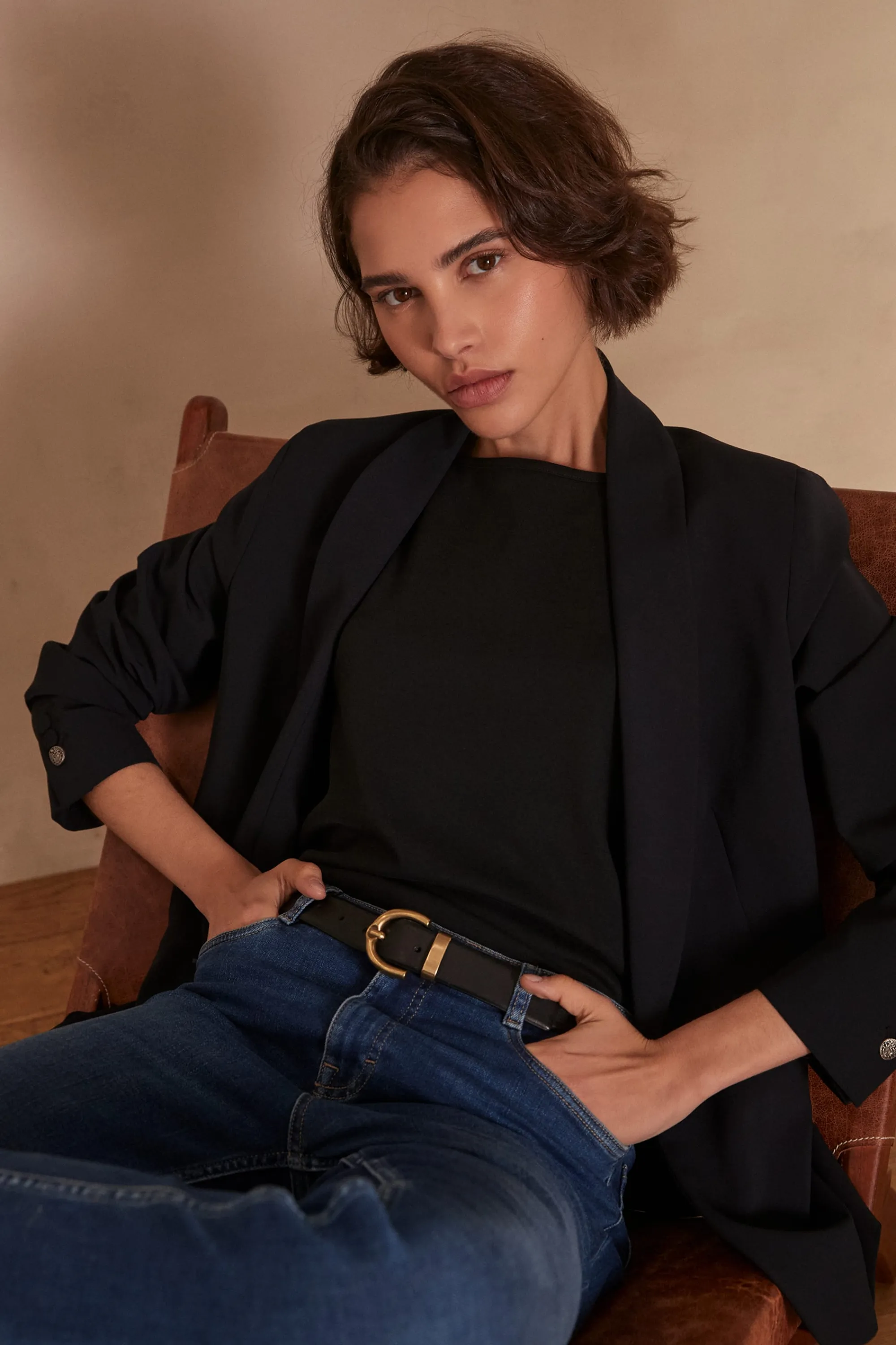 Maison 123 Blazers | Tailleurs>Veste de tailleur REINE Produit labellisé We Care mettant en avant l'utilisation de matières plus responsables et la valorisation de la production locale MARINE